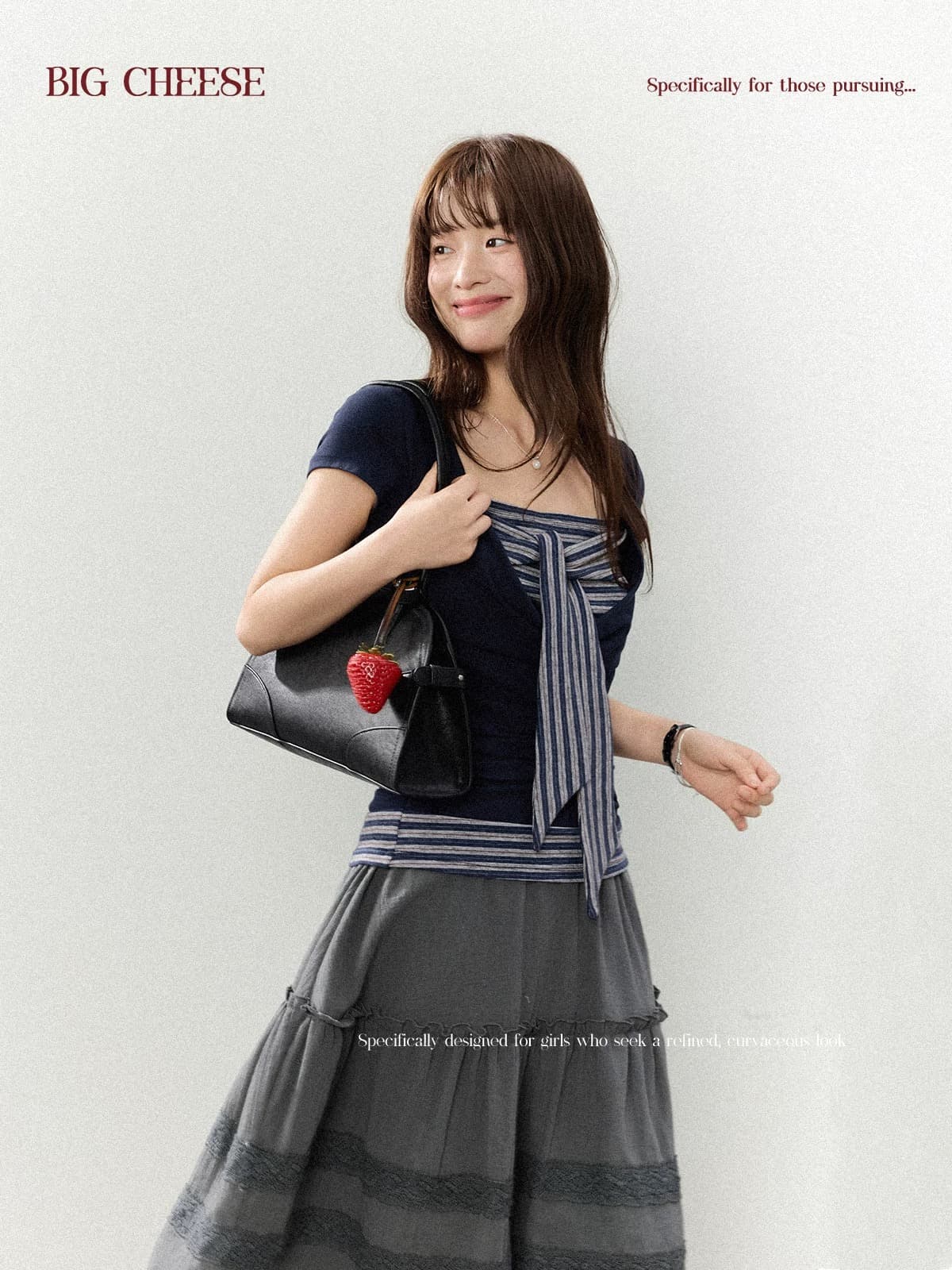 대 말더듬기 다우 시시 빛 틈 블루 레트로 학원 스타일 나비 레이스업 맨위 여름 허리 측면 펌프 Pleat 티셔츠 상세 이미지 3