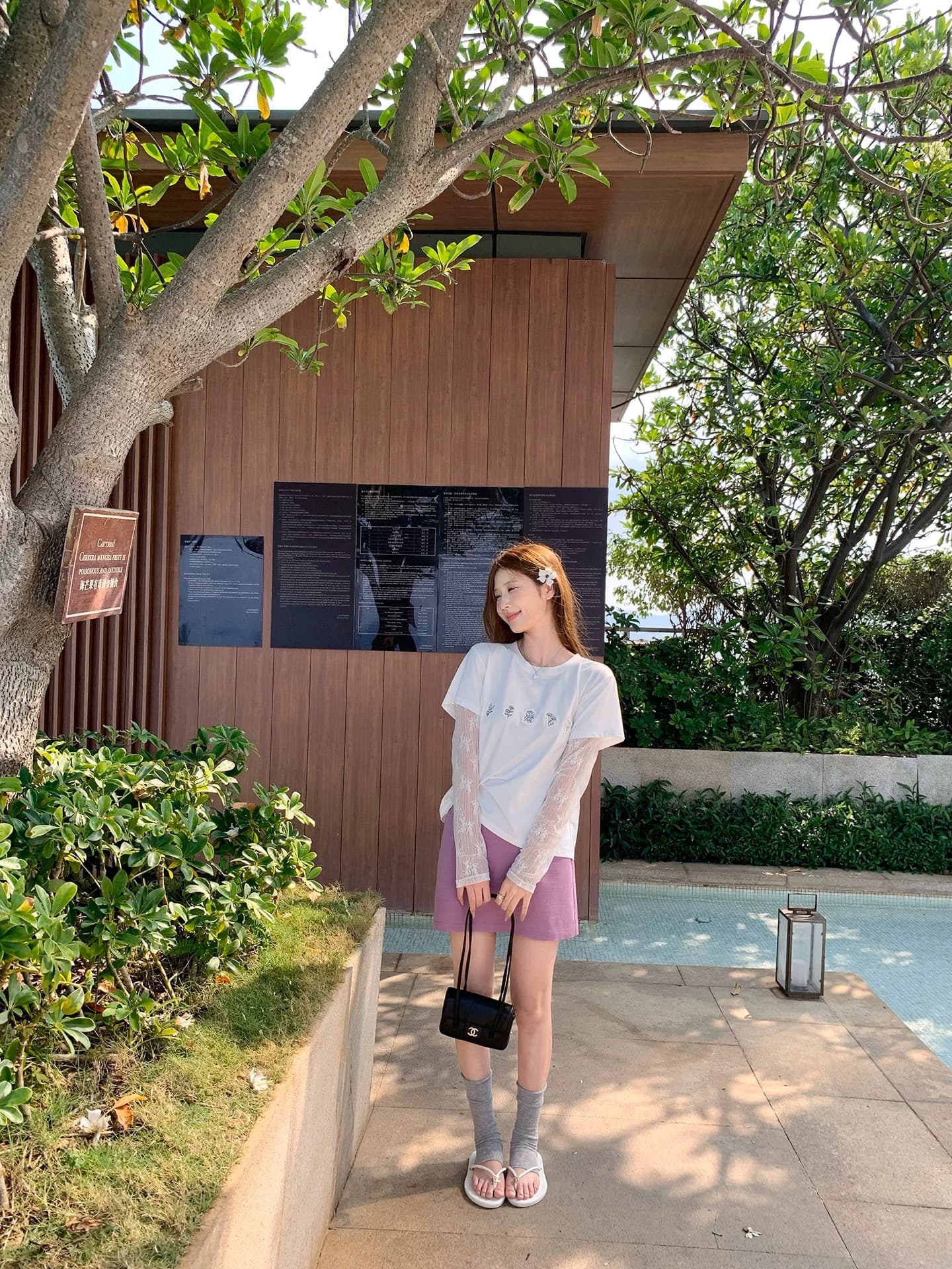 양 양 yangruoyu 꽃에서 나비 춤 레이스 조각 패치 자수 디자인 센스 페이크 레이어드 긴팔 티셔츠 여성 상세 이미지 5