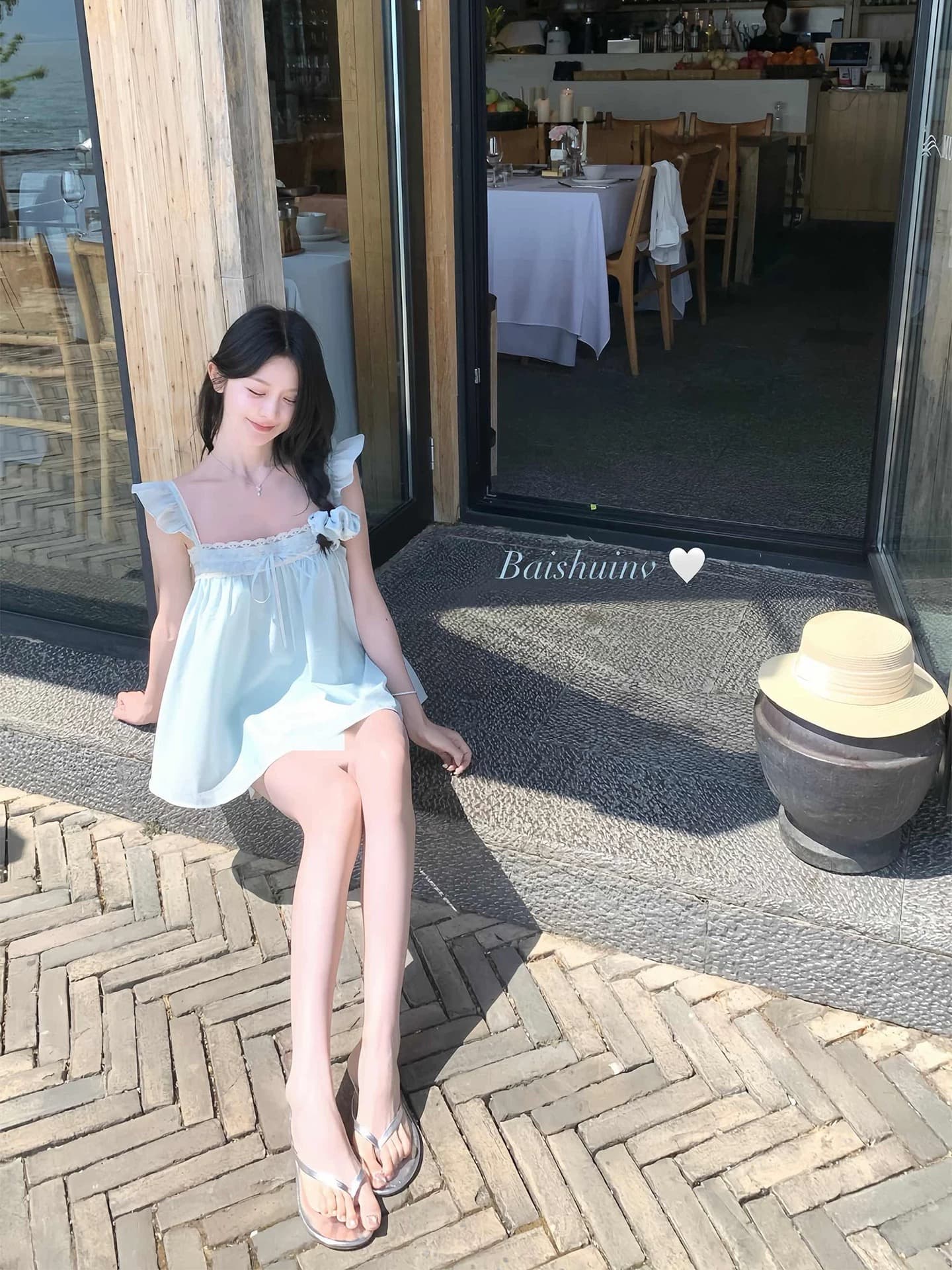 화이트 워터 여성 페이 츠 소녀 질감 센스 프릴 쉬폰 블라우스 셔츠 여성 여름 달콤한 스타일 레이스 레이스 맨위 상세 이미지 4