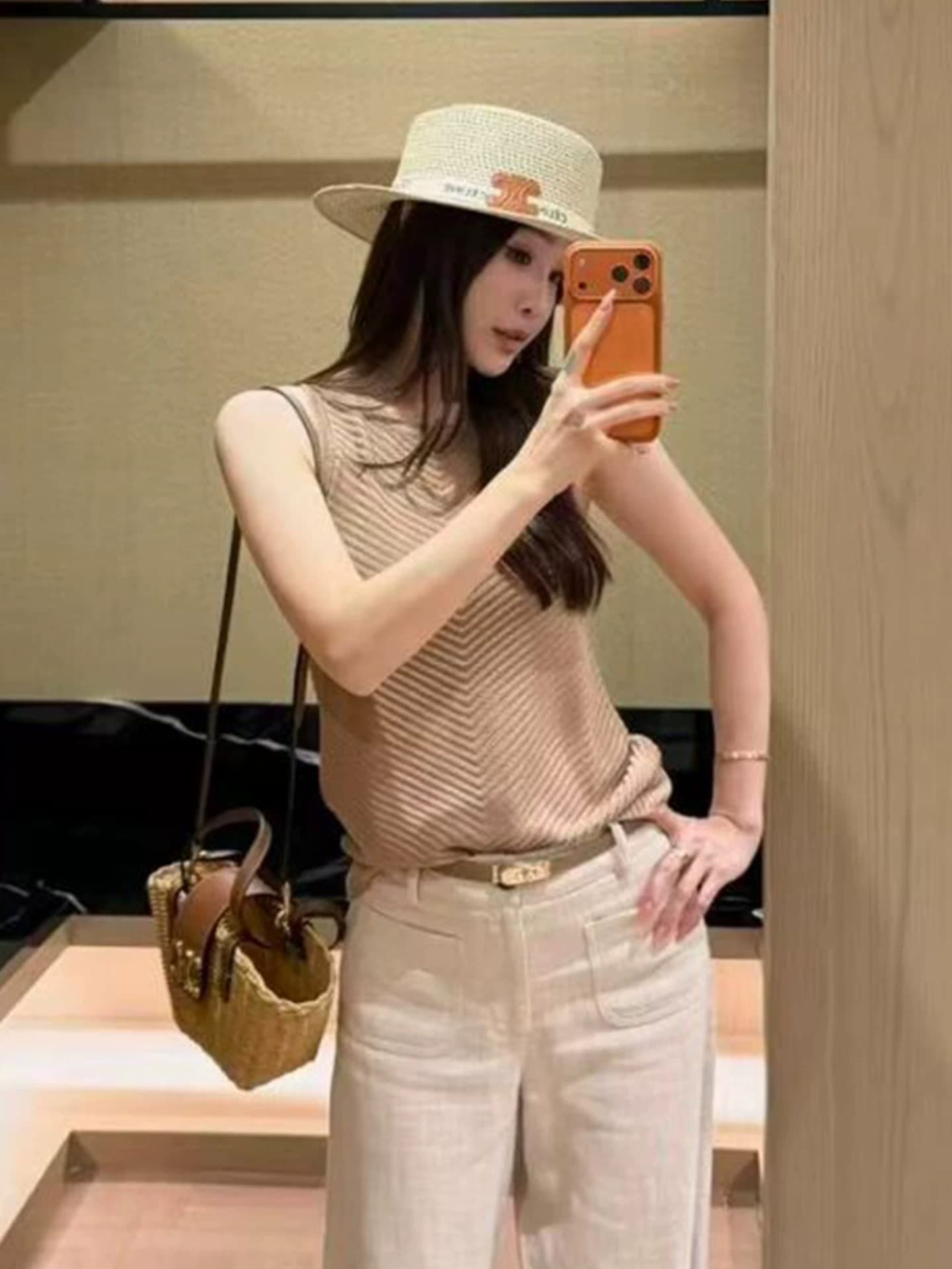 프랑스식 오래된 돈 바람 품격 리플 니트 민소매 조끼 여성 여름 작은 대중 Chic 다용도 몸매 가꾸기 슬림해 보이는 맨위 상세 이미지 3