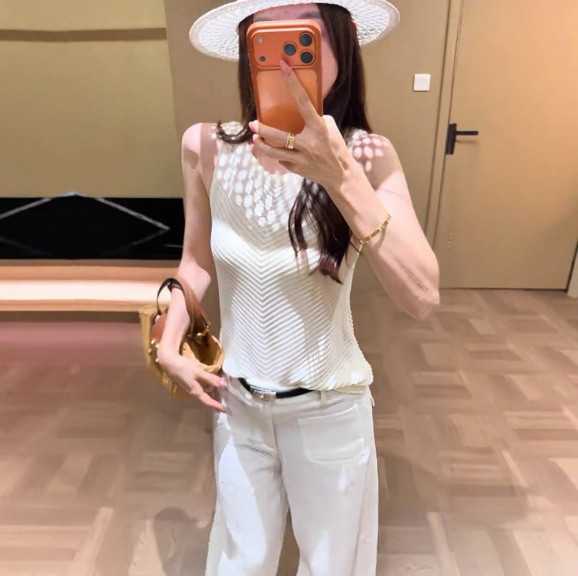 프랑스식 오래된 돈 바람 품격 리플 니트 민소매 조끼 여성 여름 작은 대중 Chic 다용도 몸매 가꾸기 슬림해 보이는 맨위 상세 이미지 4