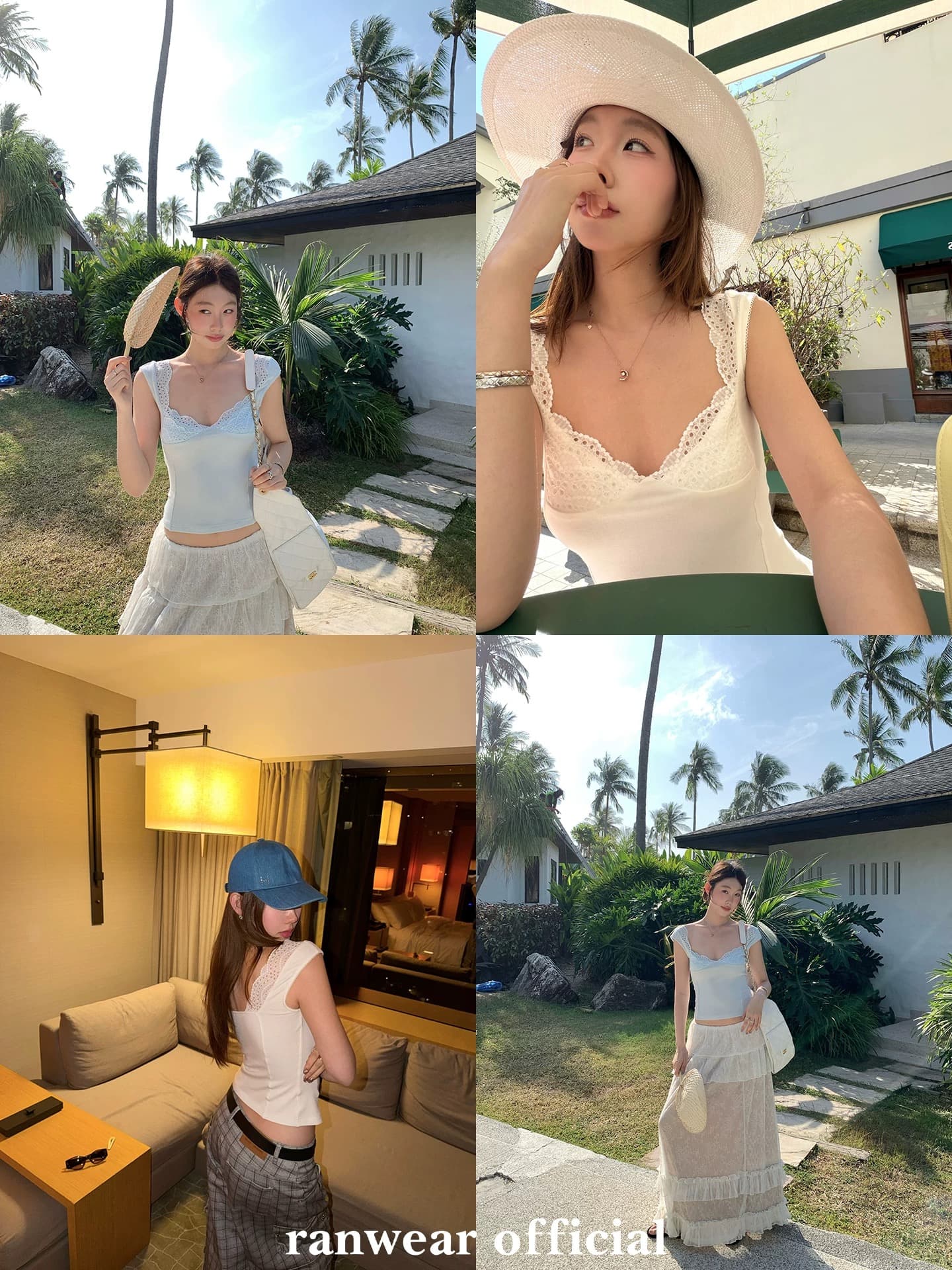ranwear 인간 먼로 프랑스식 무거운 작업 철자 레이스 낮은 가슴 V넥 명시적 스티치 몸매 가꾸기 디스플레이 몸 반팔 맨위 상세 이미지 6