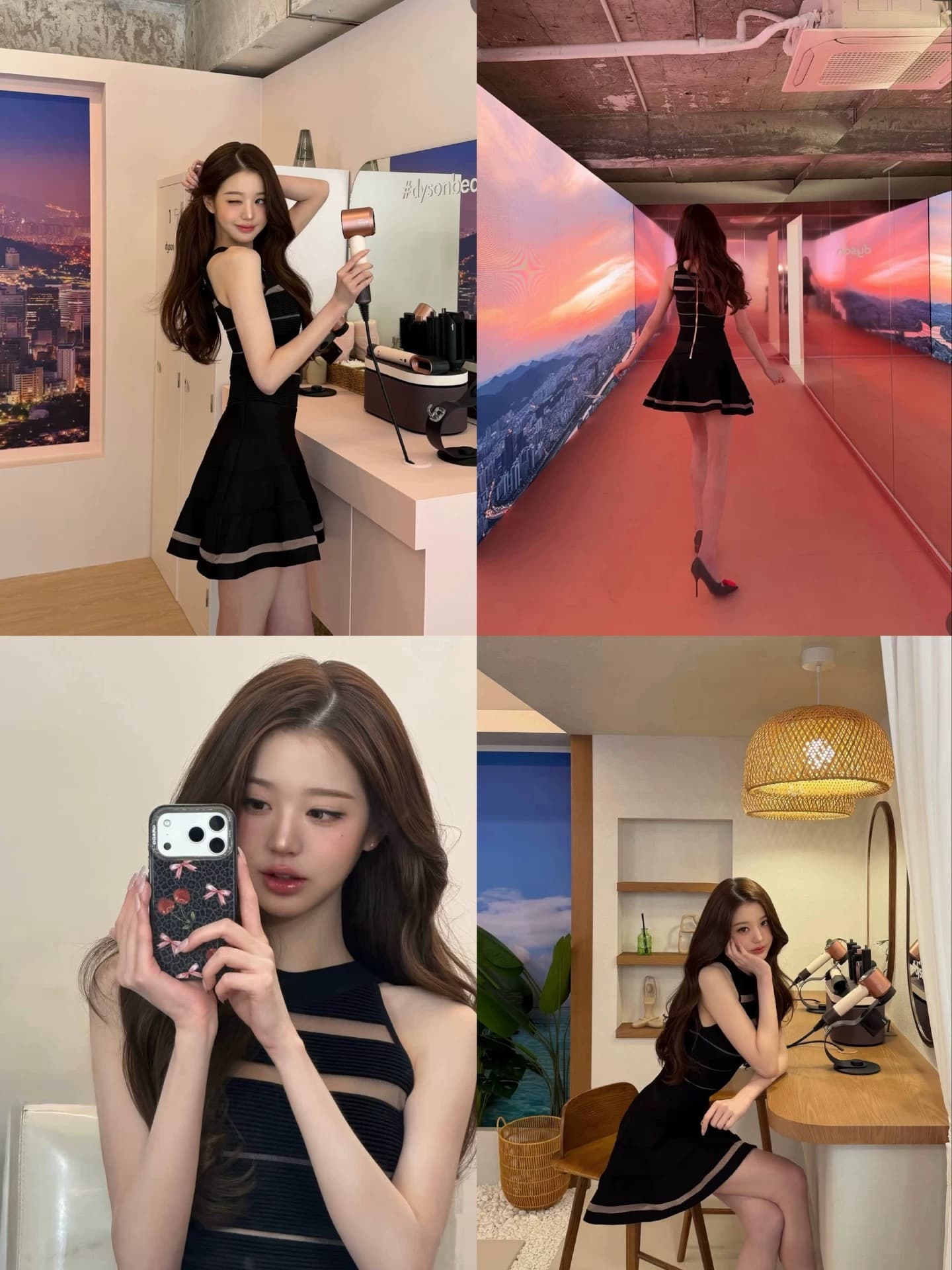 okmashop 장 원 영어 같은 단락 민소매 여성 드레스 여름 고급 센스 품격 홀로우 아웃 허리 수축 치마 상세 이미지 10