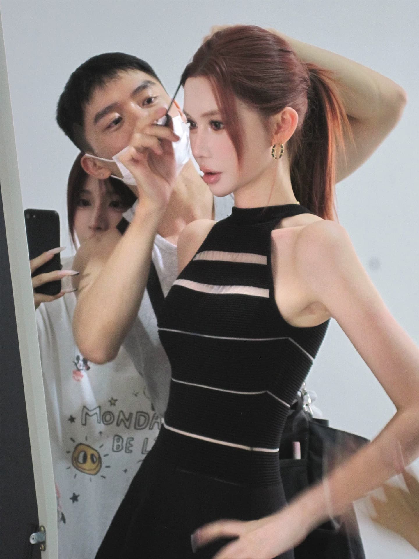okmashop 장 원 영어 같은 단락 민소매 여성 드레스 여름 고급 센스 품격 홀로우 아웃 허리 수축 치마 이미지 2