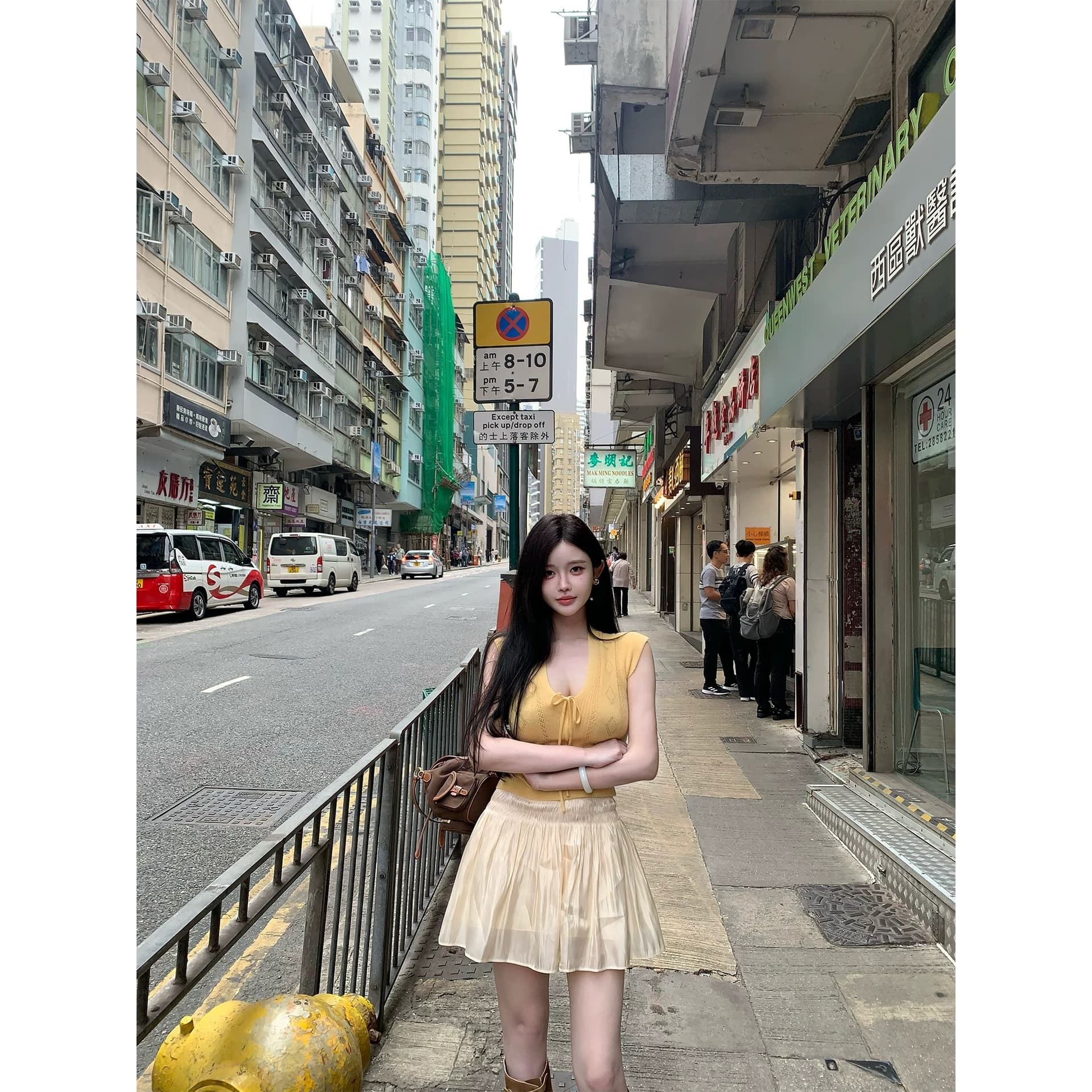 jill 대 자매 카운터 회의 재개 착용 ~ 중 니트 시리즈 레이스업 맨위 패치워크 색상 드레스 캐주얼 치마바지 이미지 4