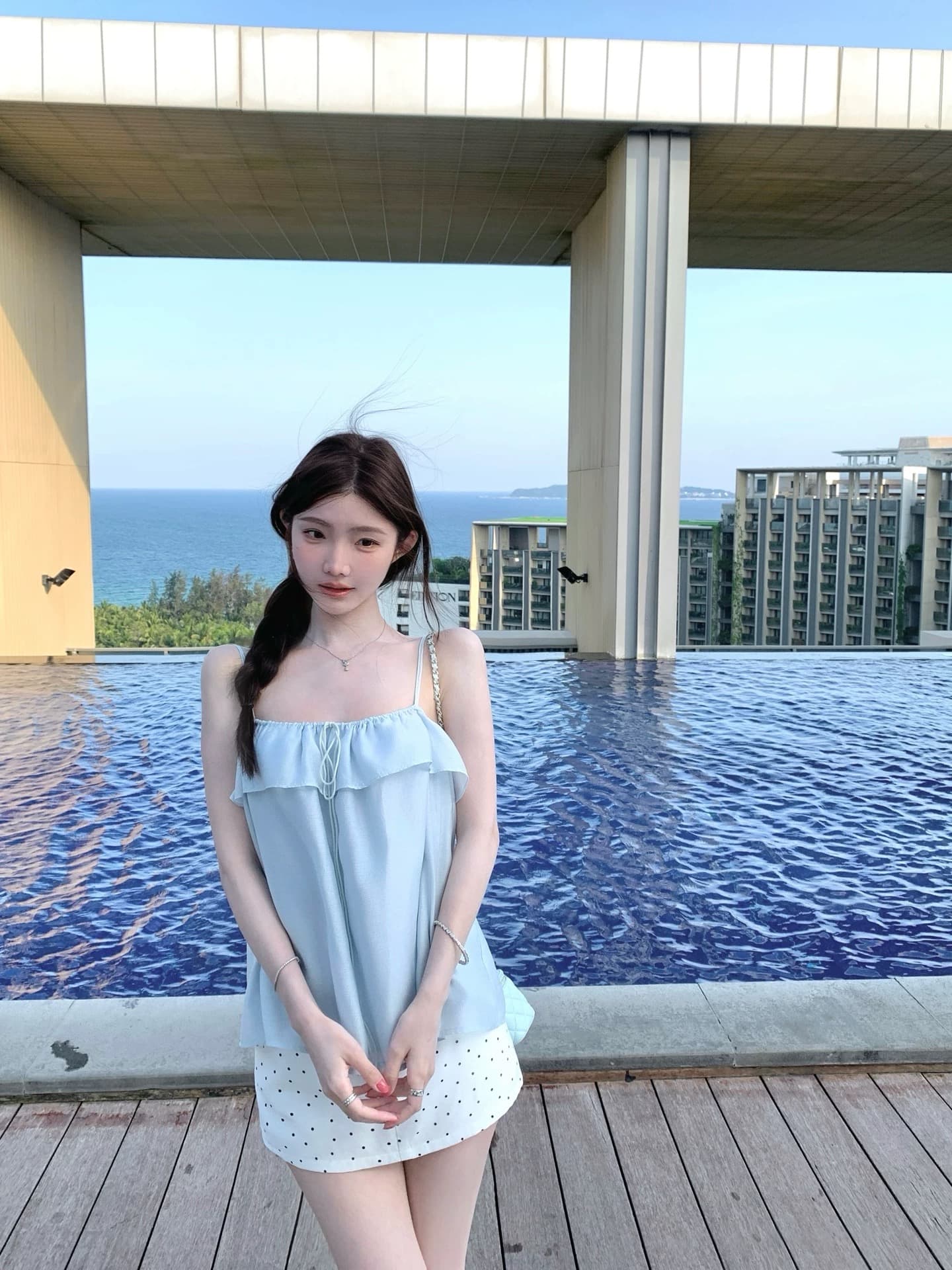 화이트 워터 여성 부드러운 리플 깨진 Pleat 패치워크 프릴 슬립 시폰 셔츠 여성 여름 루즈핏 도루 가을 슬림해 보이는 작은 셔츠 상세 이미지 2