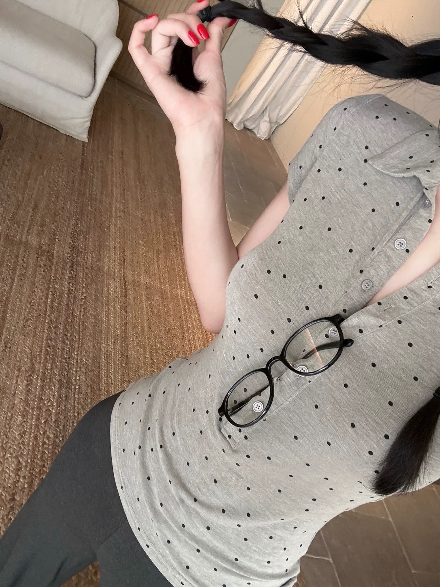 laareetoo 프랑스식 레트로 작은 도트 무늬 반팔 티셔츠 여성 여름 몸매 가꾸기 슬림해 보이는 POLO 칼라 맨위 다용도 이미지 4