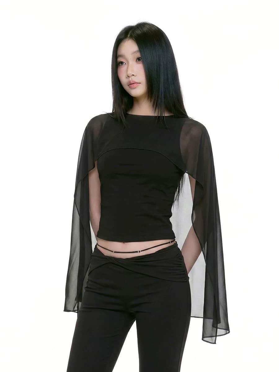 withmin Tulle 숄 백리스 보트넥 조끼 여성 2026 여름 새로운 한 부서 허리 수축 핫걸 맨위 상세 이미지 3