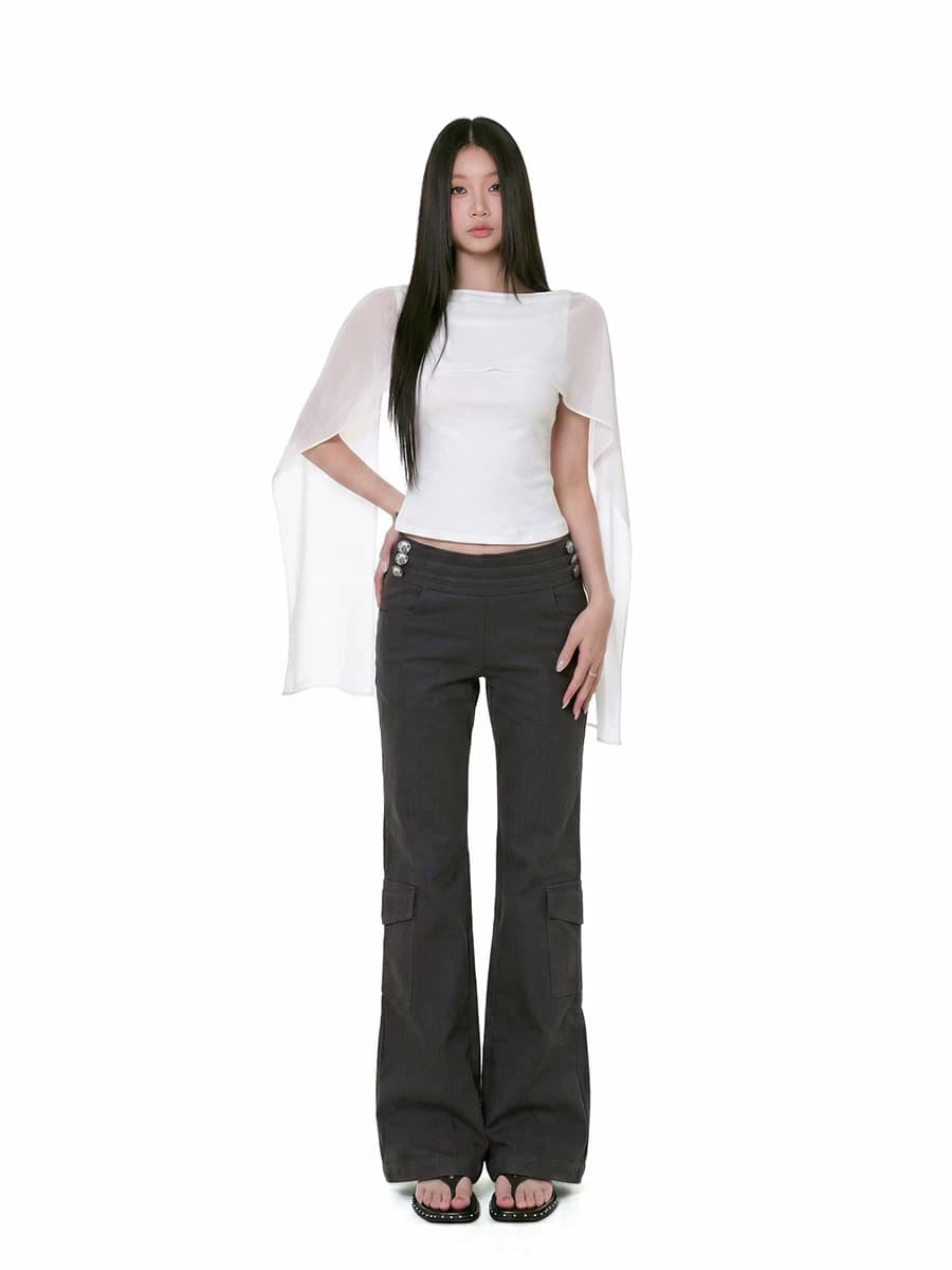 withmin Tulle 숄 백리스 보트넥 조끼 여성 2026 여름 새로운 한 부서 허리 수축 핫걸 맨위 상세 이미지 5