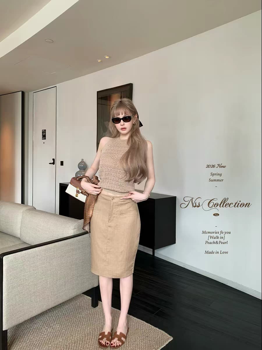 nss collection 느슨함 오래된 돈 무거운 작업 훅 제직 홀로우 아웃 조끼 다용도 슬림해 보이는 민소매 맨위 여름 상세 이미지 3