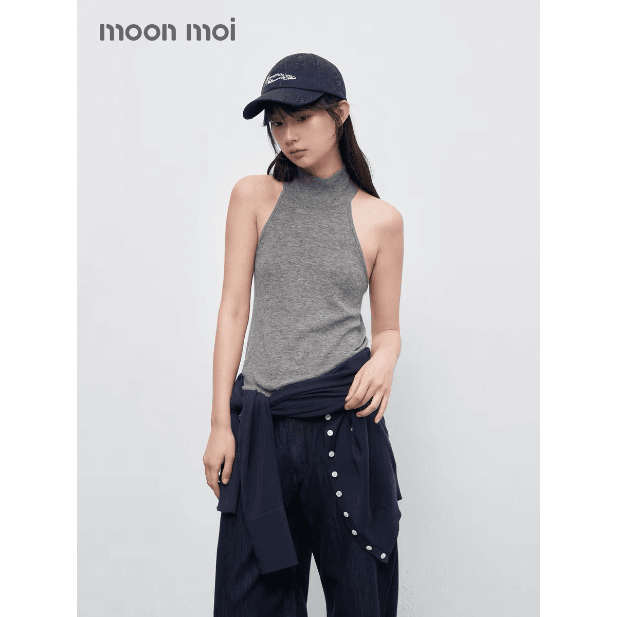 moonmoi 지능 종이 사람들 프랑스식 레트로 순수한 욕망 소녀 풍수 용해 양모 행침 목 터틀넥 조끼 이미지 5