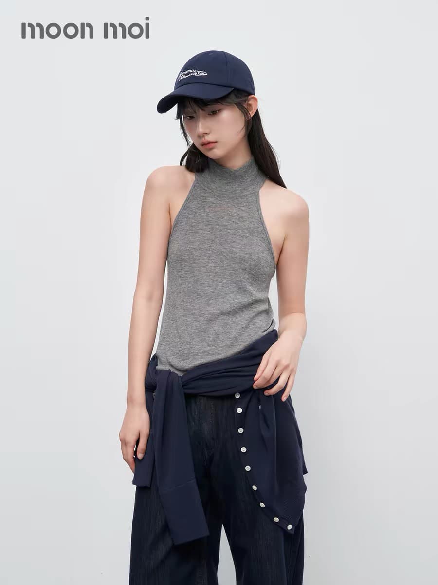 moonmoi 지능 종이 사람들 프랑스식 레트로 순수한 욕망 소녀 풍수 용해 양모 행침 목 터틀넥 조끼 상세 이미지 5