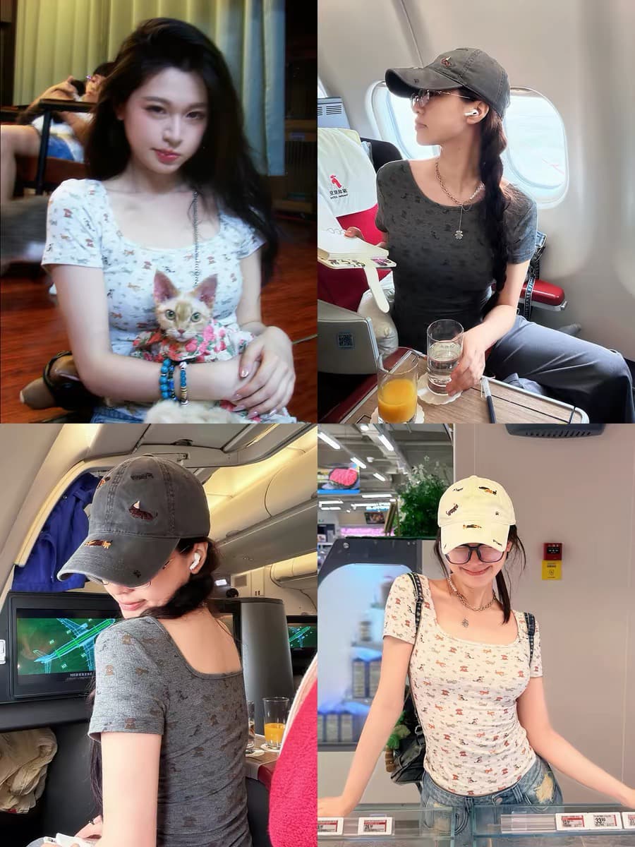 6 지도 버릇없는 강아지 아메리칸 만화 프린트 광장 칼라 반팔 티셔츠 몸매 가꾸기 긍정적 인 어깨 캐주얼 슬림해 보이는 맨위 상세 이미지 2