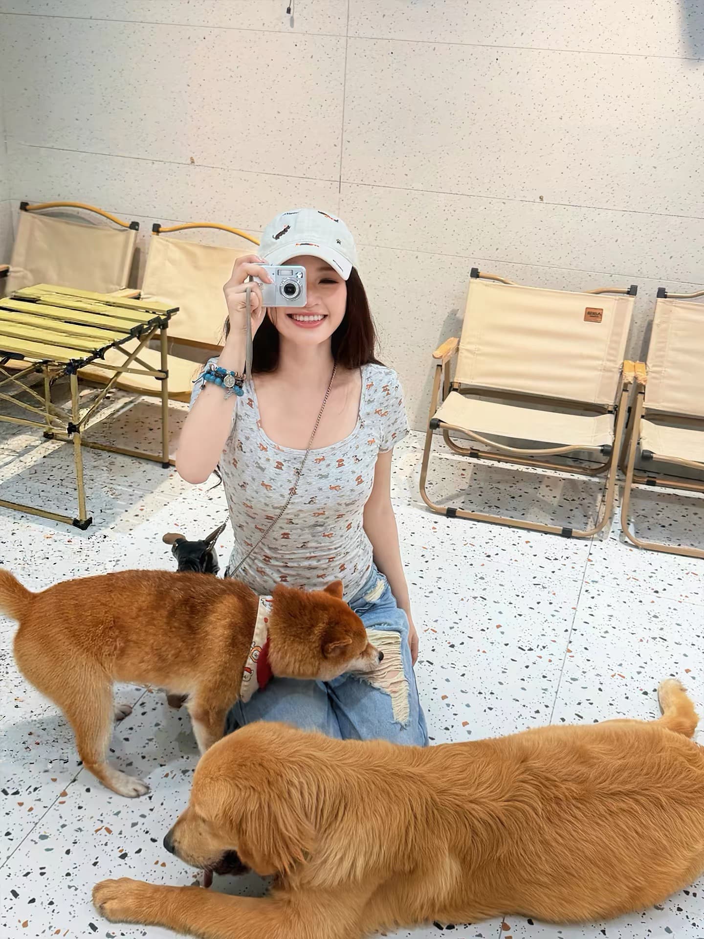 6 지도 버릇없는 강아지 아메리칸 만화 프린트 광장 칼라 반팔 티셔츠 몸매 가꾸기 긍정적 인 어깨 캐주얼 슬림해 보이는 맨위 상세 이미지 3