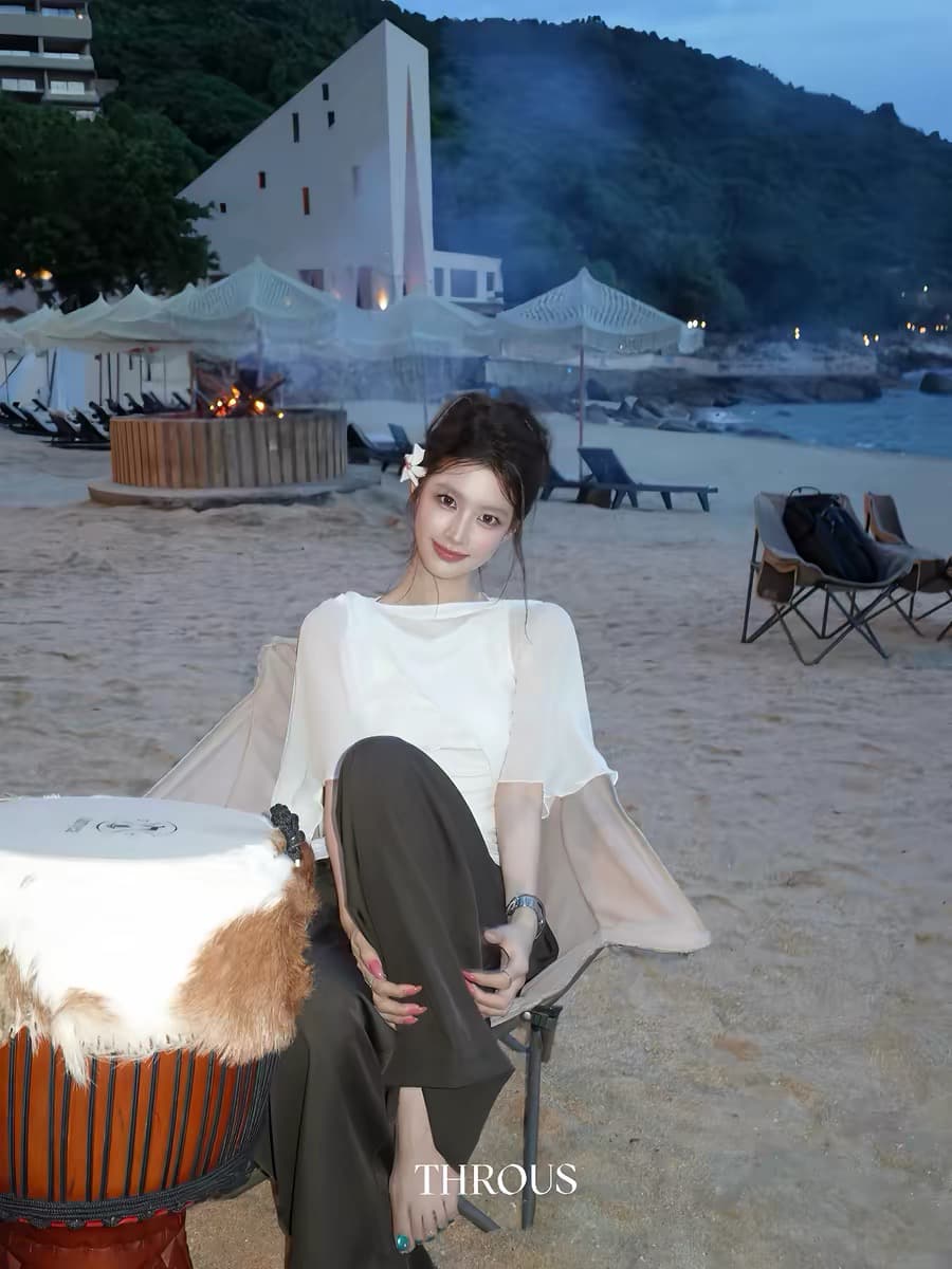 감사합니다. 아니요 고기 스택 착용 사실 두 조각 조끼 숄 여성 여름 한 부서 품격 몸매 가꾸기 슬림해 보이는 얇은 스타일 만나는 맨위 이미지 3