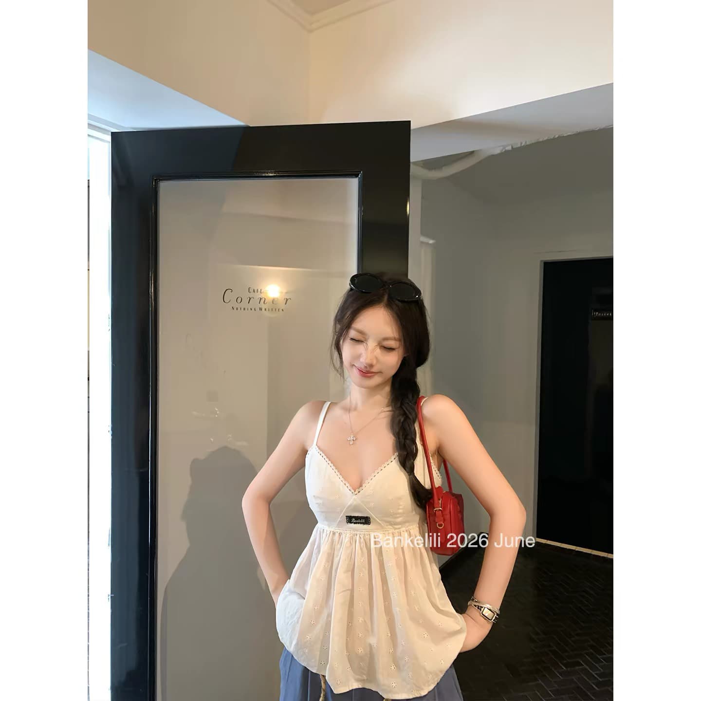 밤나무 코코아 bankelili 원 영어 유럽 니켈 레이스 슬립 한 마디 허리 수축 슬림해 보이는 드레스 이미지 5