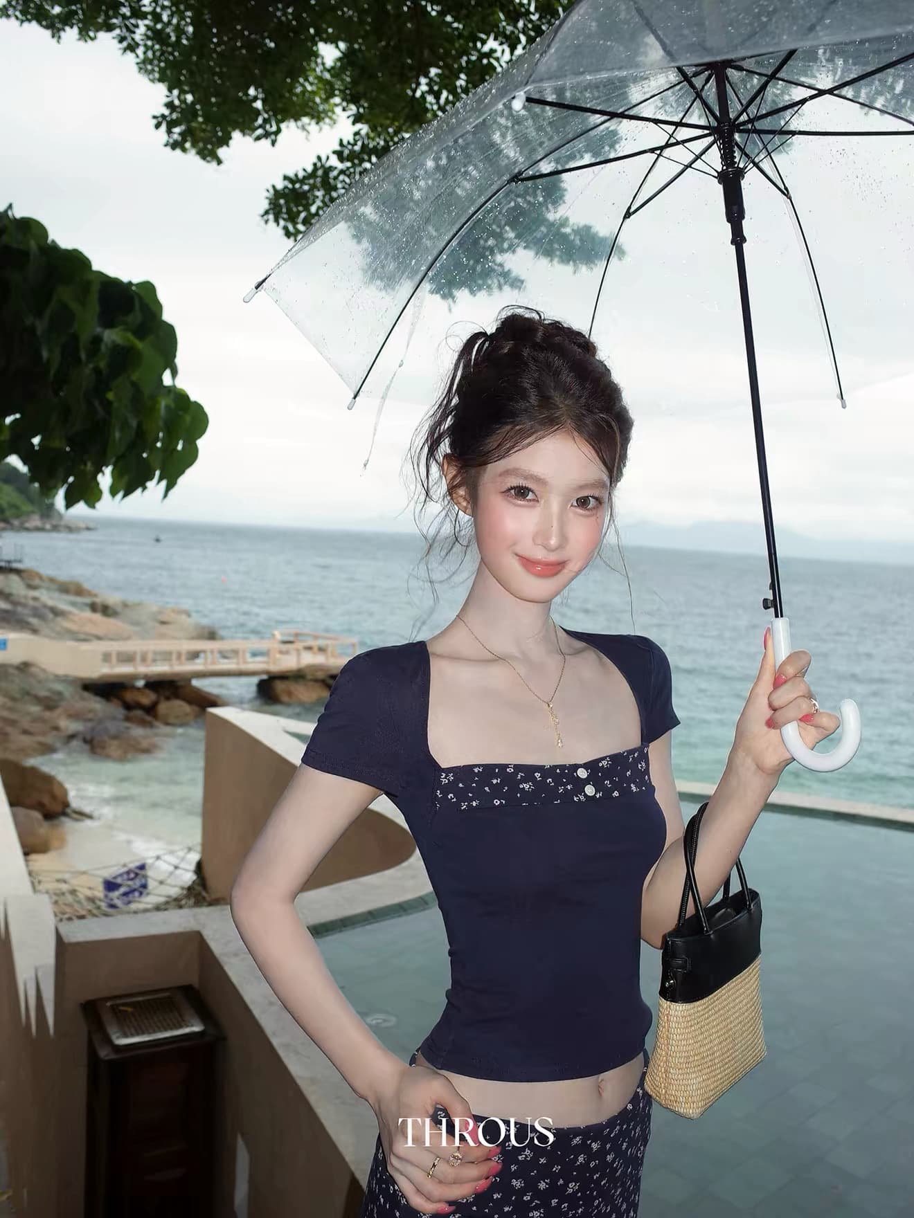 감사합니다. 아니요 고기 광장 칼라 패치워크 꽃무늬 반팔 티셔츠 여성 여름 새로운 프린트 작은 대중 Chic 몸매 가꾸기 쇼트 스타일 맨위