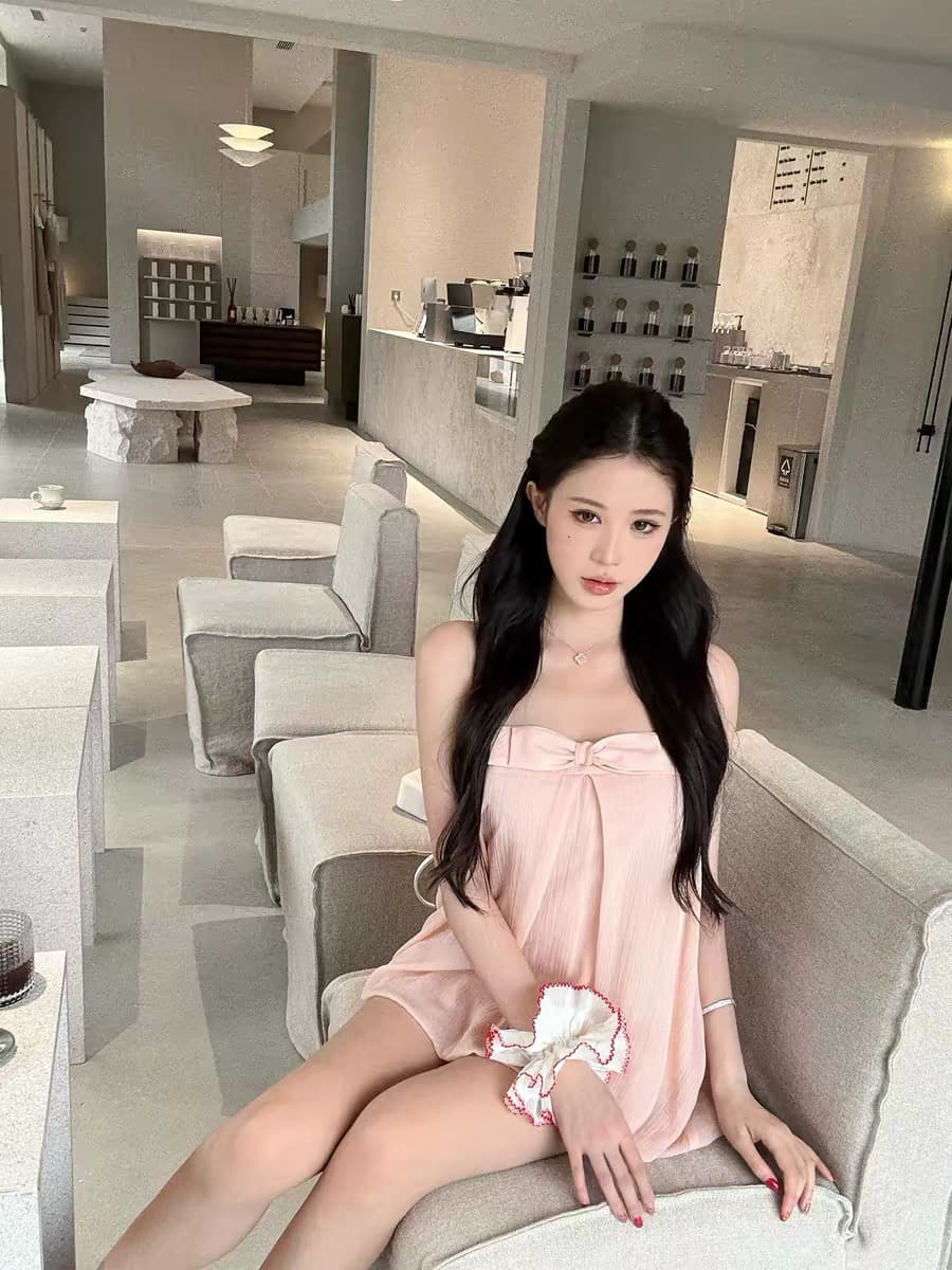 레드 맨 파빌리온 캐미솔 여름 외출용 핫걸 착용 가져 가라. 디자인 센스 순수한 욕망 백리스 핑크색 민소매 튜브탑 맨위 이미지 2
