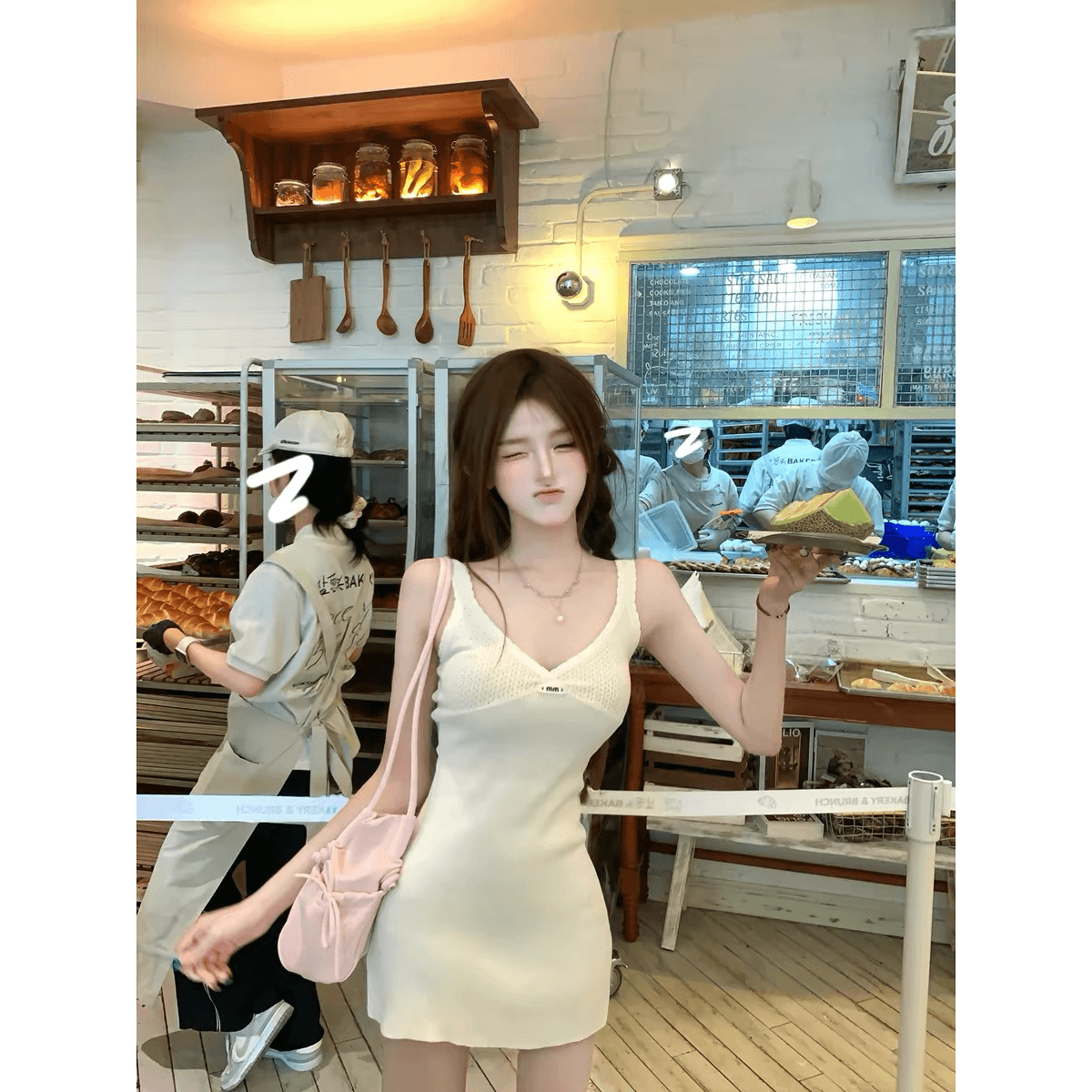 루이 茜 달빛 고백 여름 ins 바람 한국 스타일 느긋한 드레스 셔츠 r3802w 이미지 5