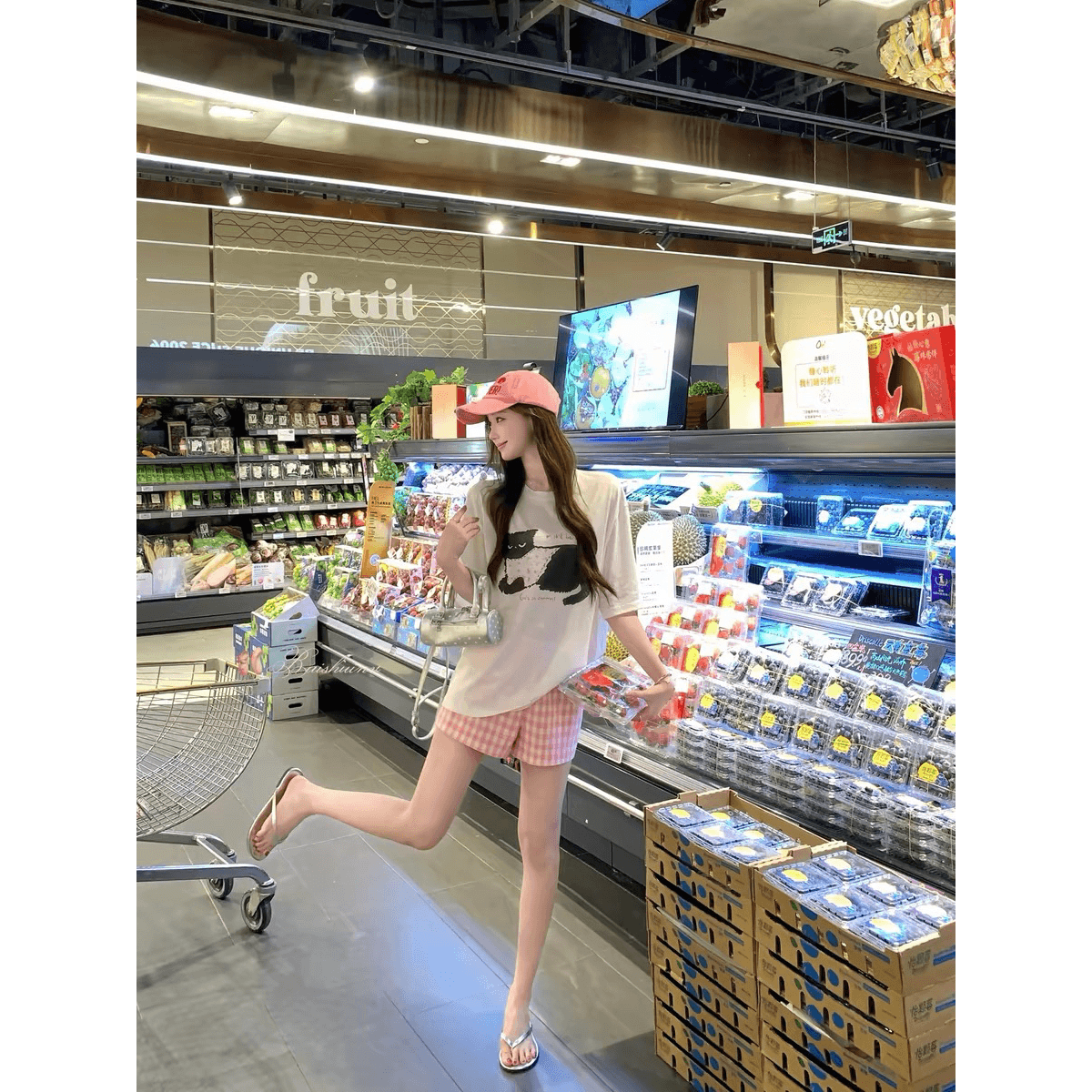 화이트 워터 여성 야옹 야옹 일기 고양이 프린트 라운드 넥 티셔츠 여성 여름 한 부서 귀여운 루즈핏 느긋한 센스 맨위 이미지 5