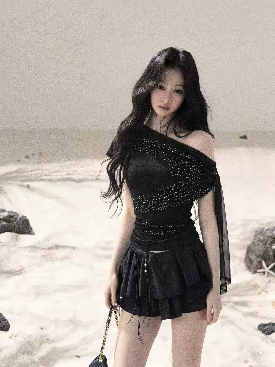 aomalm 덜 또한 눈 바람 밀어 넣는 ~ 중 별빛 프랑스식 로얄 자매 망사 플래시 훈련 여성 드레스 여름 타이트 스커트 미니 스커트 상세 이미지 2