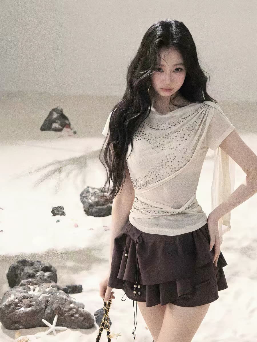 aomalm 덜 또한 눈 바람 밀어 넣는 ~ 중 별빛 프랑스식 로얄 자매 망사 플래시 훈련 여성 드레스 여름 타이트 스커트 미니 스커트 상세 이미지 4