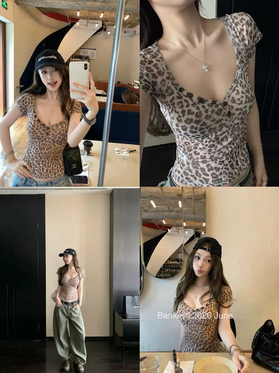 밤나무 코코아 bankelili 한 여성 산소 셔츠 높음 비장 기타 조각 b 입력 복숭아 심장 고리 몸매 가꾸기 티셔츠 여성 봄 여름 이미지 4