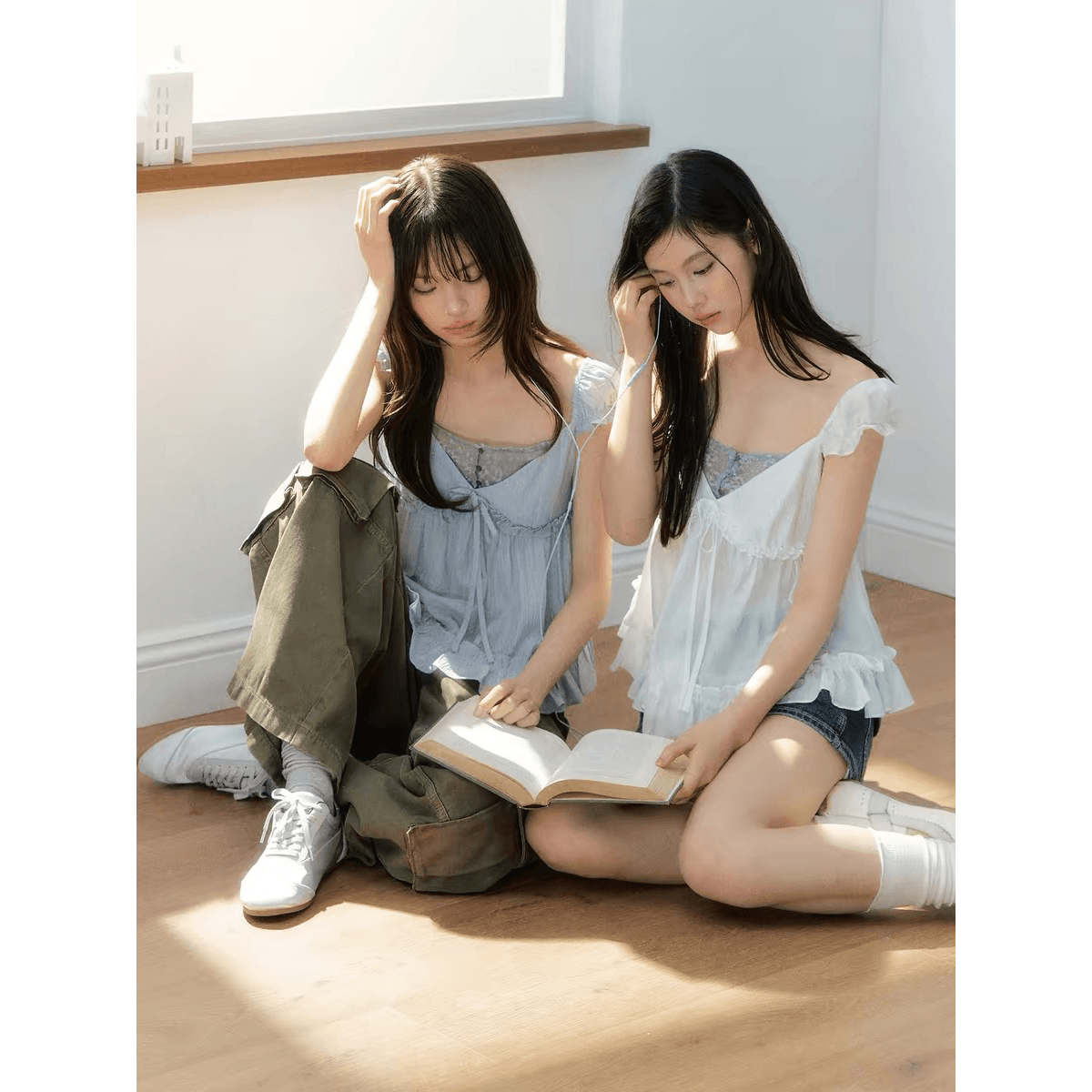 soote season 오리지널 한 부서 페이크 레이어드 프릴 레이스 조각 몸매 가꾸기 인형 셔츠 티셔츠 맨위 여성 이미지 5