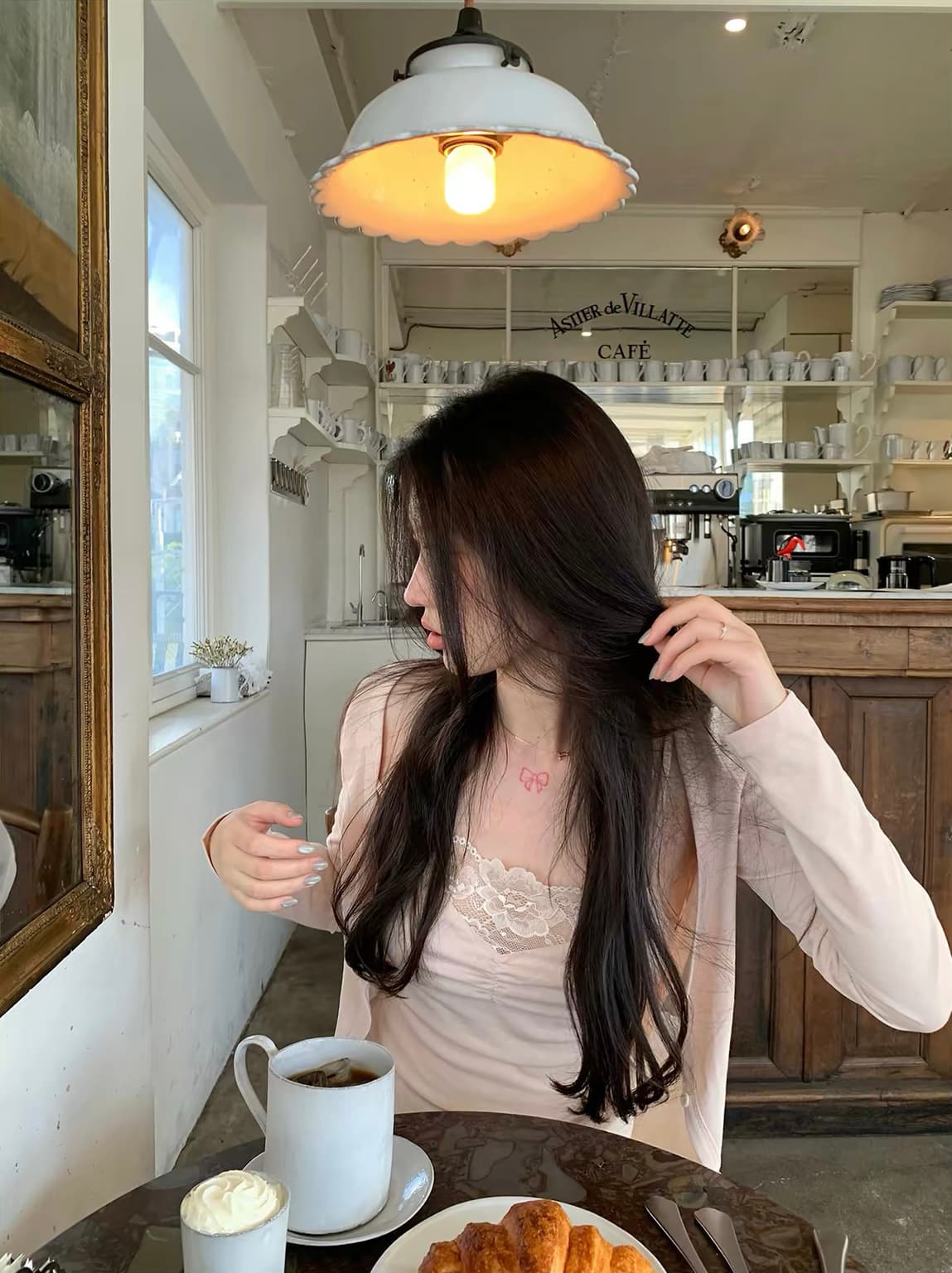 sheepland 레이스 객실 시리아 레이스 조각 펌프 Pleat 캐미솔 자외선 차단 에어컨 오픈 가디건 두 조각 여성 세트 여름