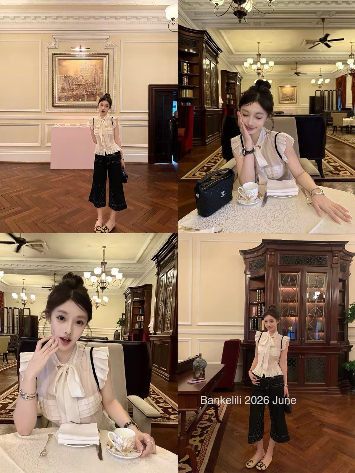 밤나무 코코아 bankelili zui 좋은 여성 주님 73 라이 경기 서울 나비 넥타이 작은 날다 소매 여성 셔츠 여름 이미지 4