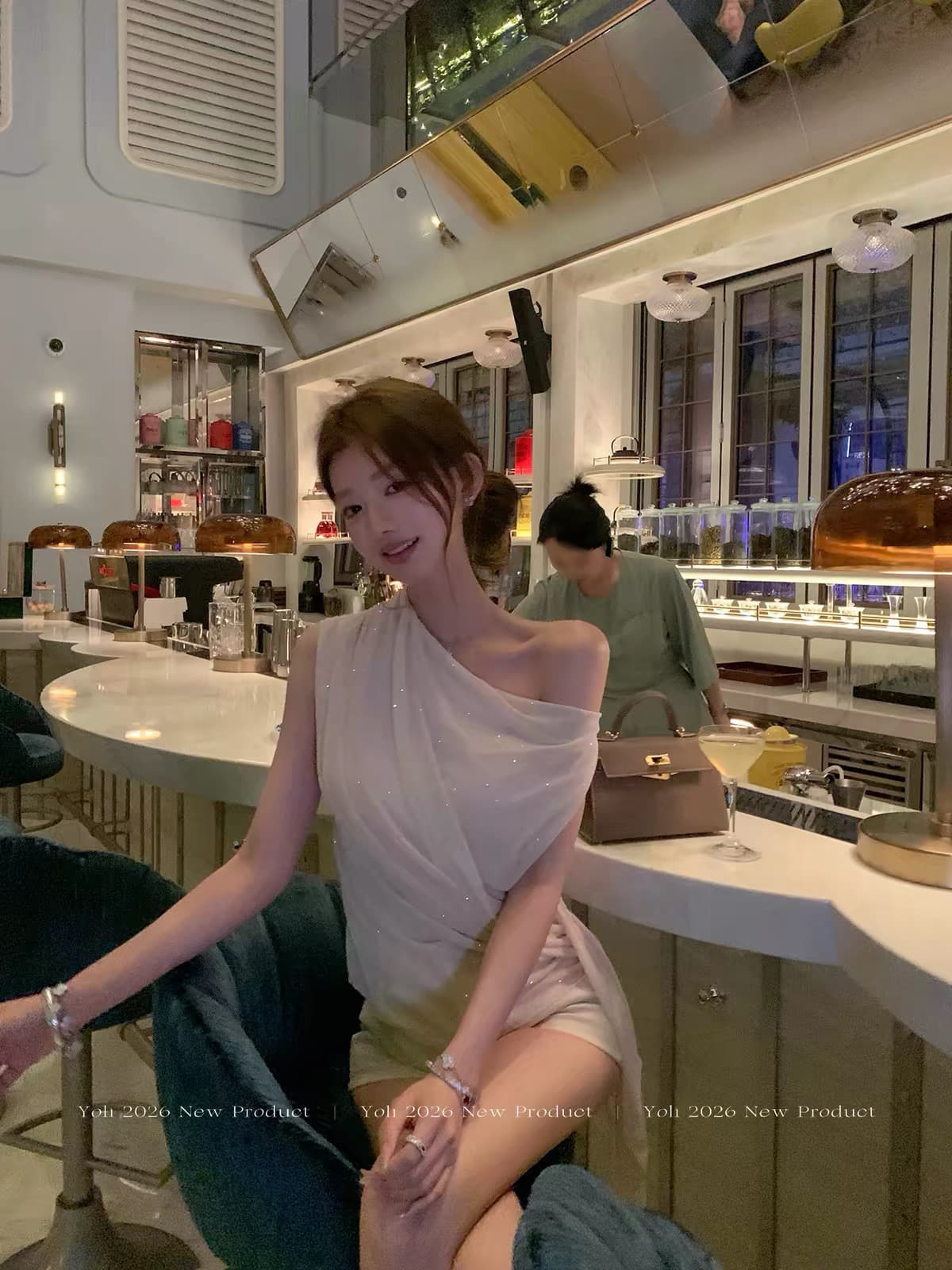 yoli 장 宥 이익 달빛 깨진 훈련 핑크색 니트 스웨터 여성 여름 고급 센스 품격 몸매 가꾸기 슬림해 보이는 오프숄더 맨위 상세 이미지 3