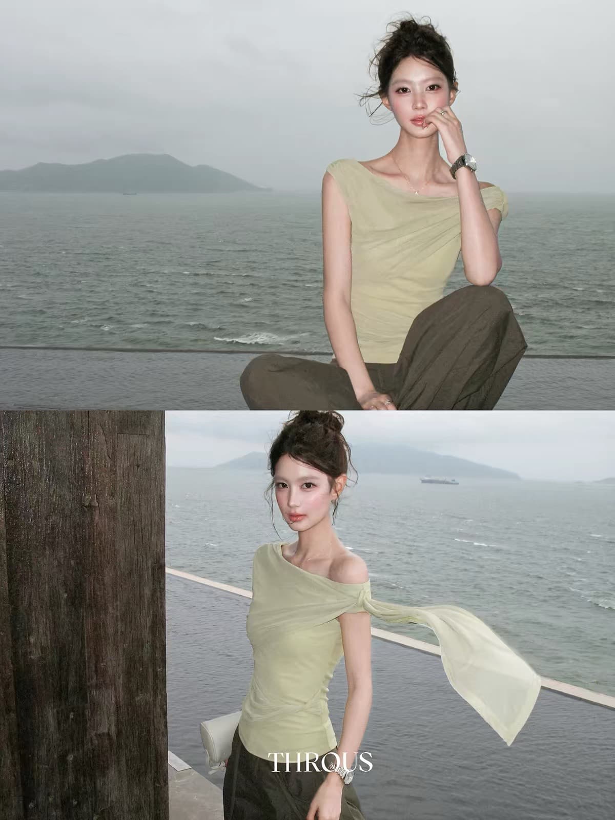 감사합니다. 아니요 고기 라이 경기 서울 비스듬한 어깨 리본 티셔츠 여성 여름 한 부서 출퇴근 품격 몸매 가꾸기 슬림해 보이는 캐주얼 맨위 상세 이미지 1