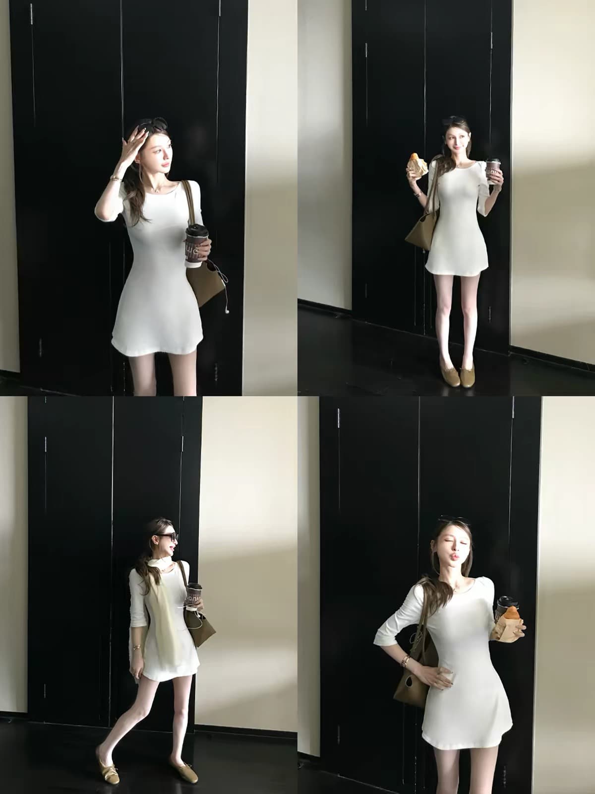 skk store 월요일 출퇴근 치마 210g 면 린넨 프랑스식 허리 수축 품격 부드러운 드레스 쇼트 스타일 치마 여름 상세 이미지 4