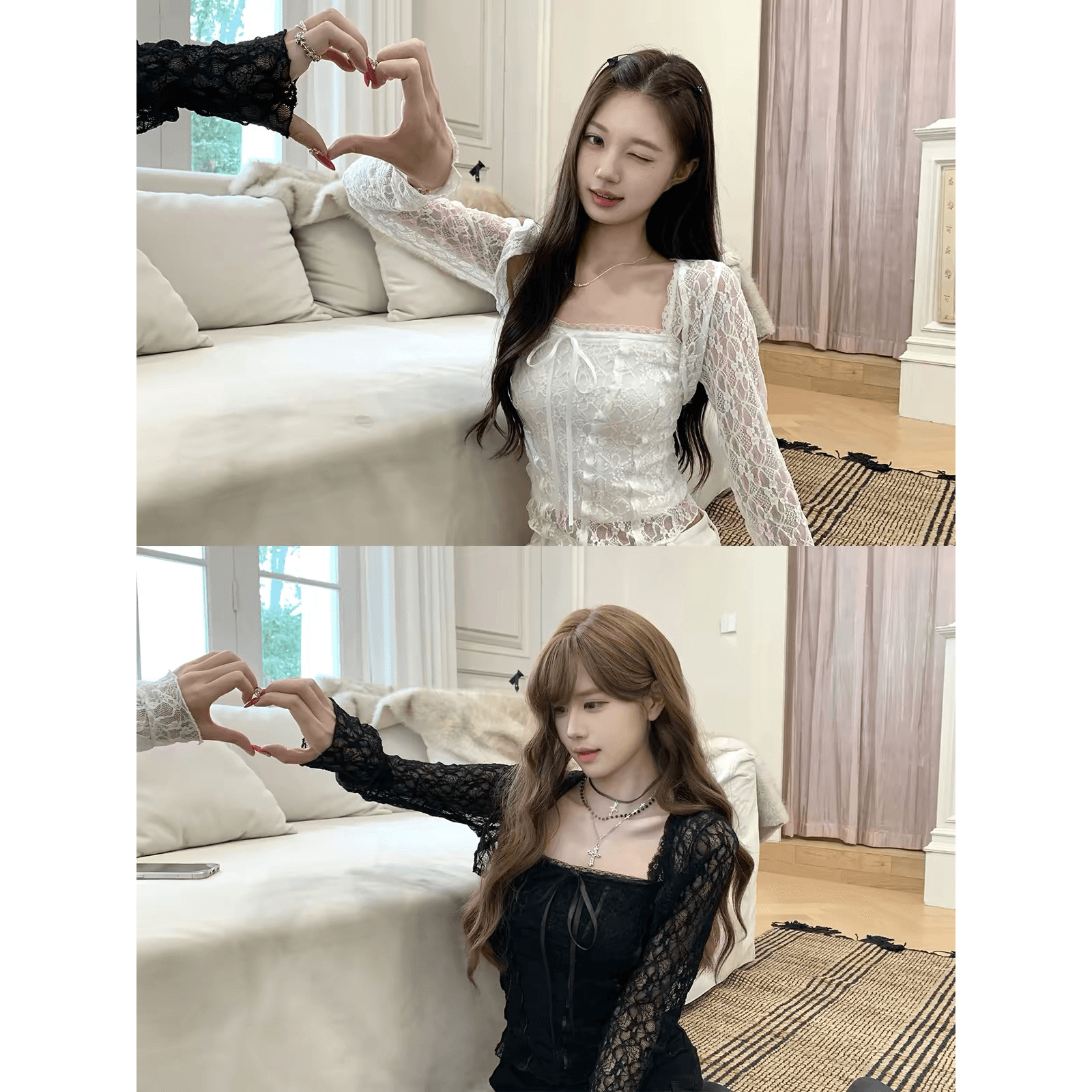 tailormom 흑인과 백인 천사 2.0 한 부서 순수한 욕망 레이스 슬립 어깨 숄 재킷 투피스 세트 이미지 5
