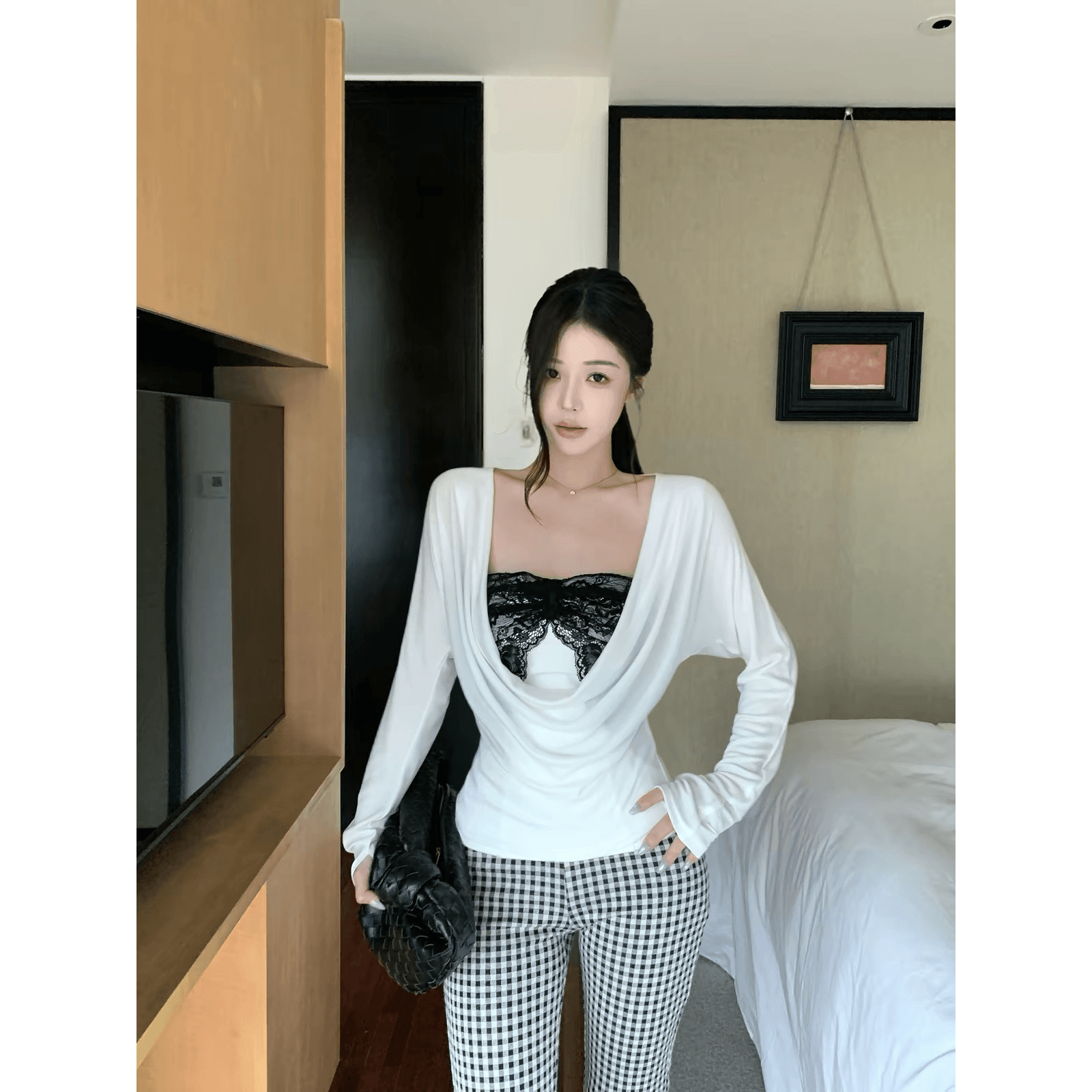 우 너무 달콤한 07 26 20 점 신제품 제한된 시간 제안 주간 실크 레이스 튜브탑 조끼 흔들다 칼라 블라우스 맨위 이미지 5