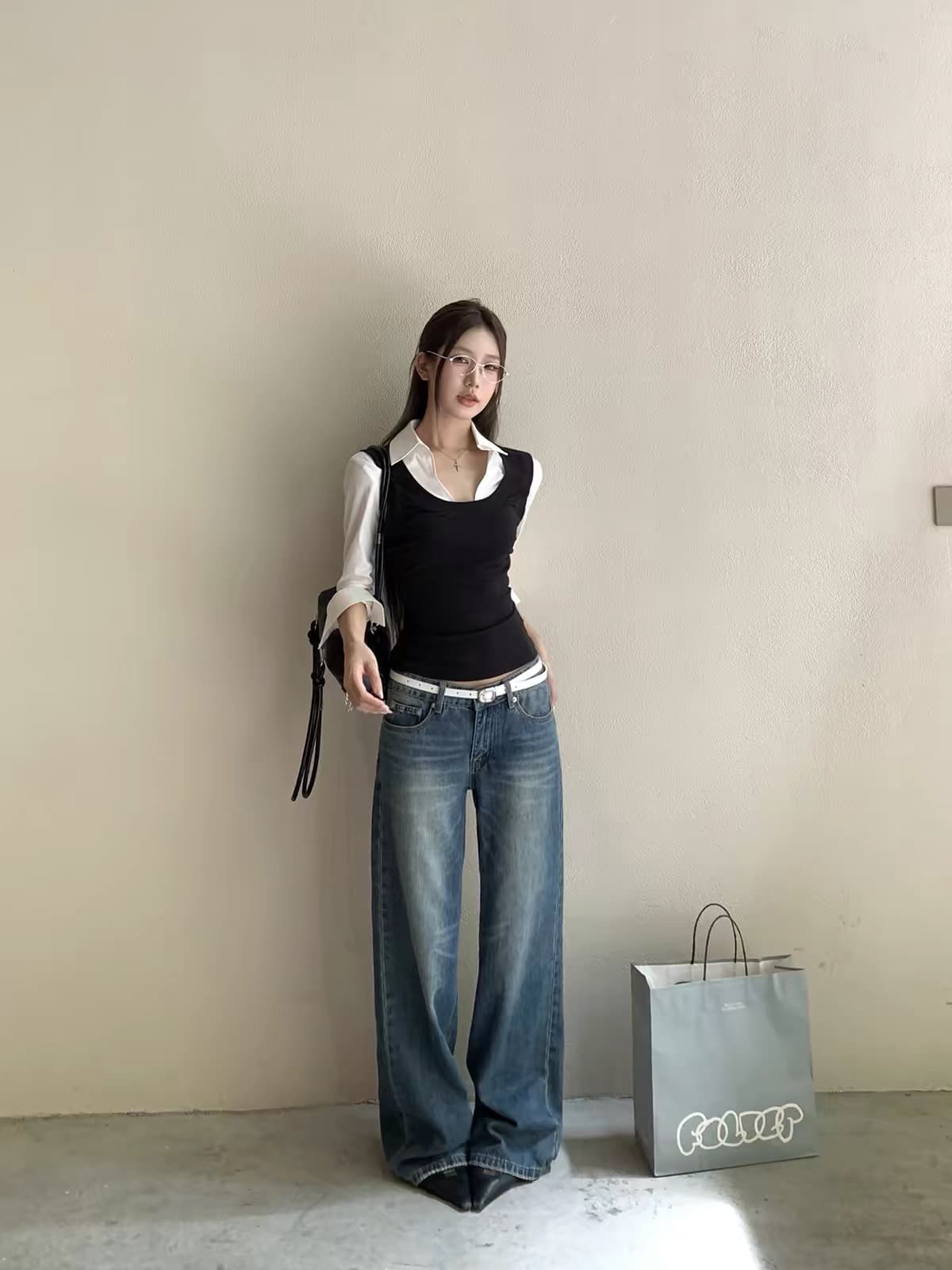 레드 맨 파빌리온 여성 셔츠 2026 새로운 봄 가을 프랑스식 맨위 페이크 레이어드 긴팔 허리 수축 핫걸 자이언트 잘 생긴 셔츠 이미지 4