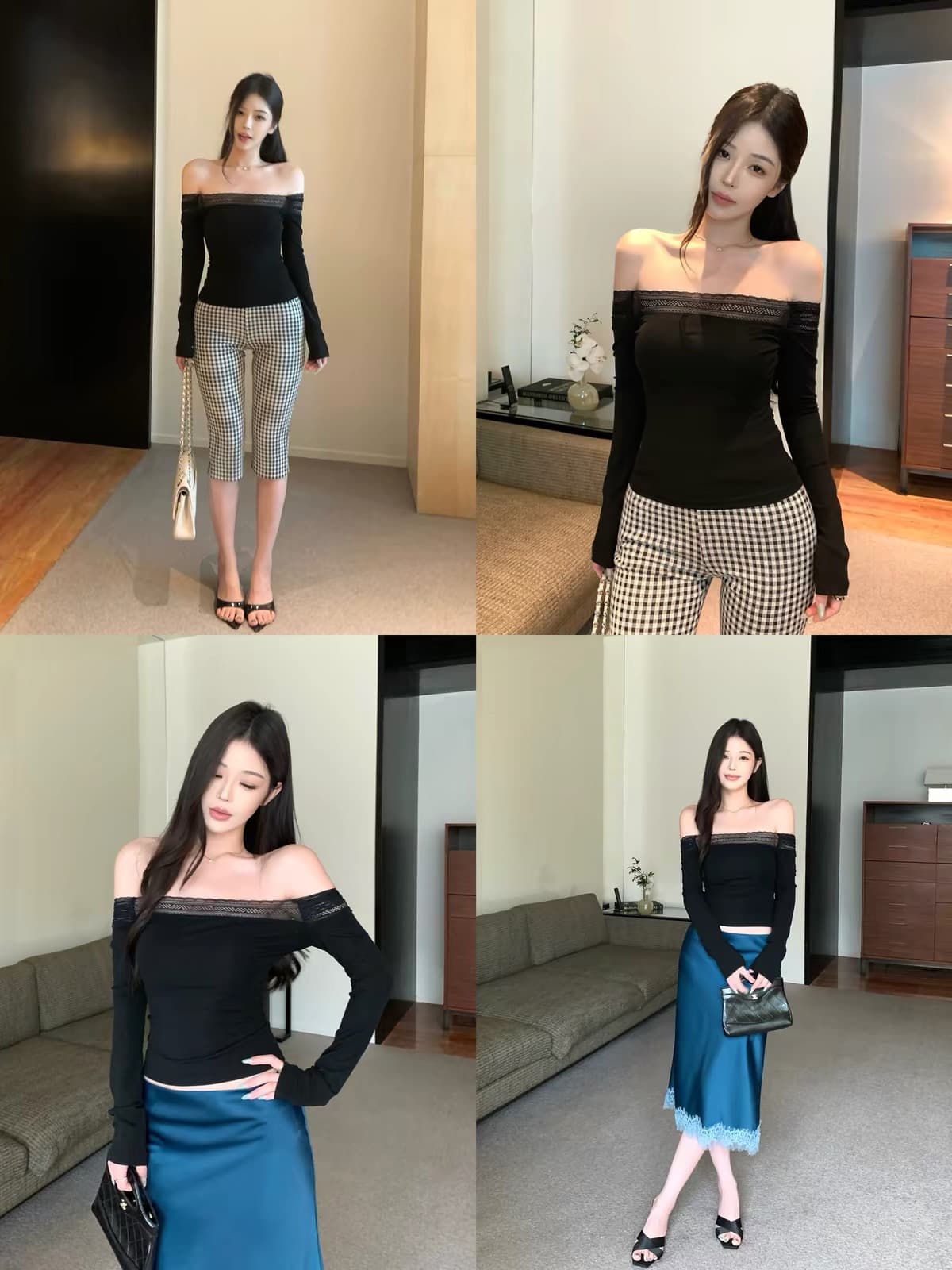 우 너무 달콤한 라이 경기 서울 오프숄더 레이스 조각 긴팔 티셔츠 여성 오프숄더 몸매 가꾸기 슬림해 보이는 품격 만나는 맨위 상세 이미지 2