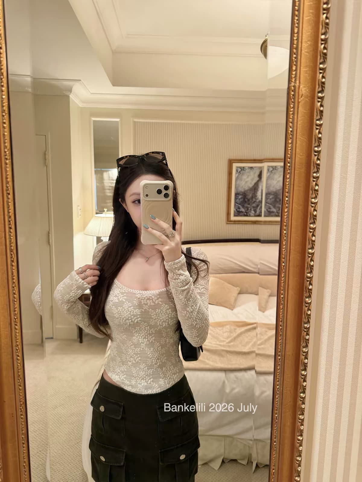 밤나무 코코아 bankelili 부드러운 향기로운 lace 산소 아름다움 순수한 욕망 바람 레이스 티셔츠 여성 상세 이미지 5
