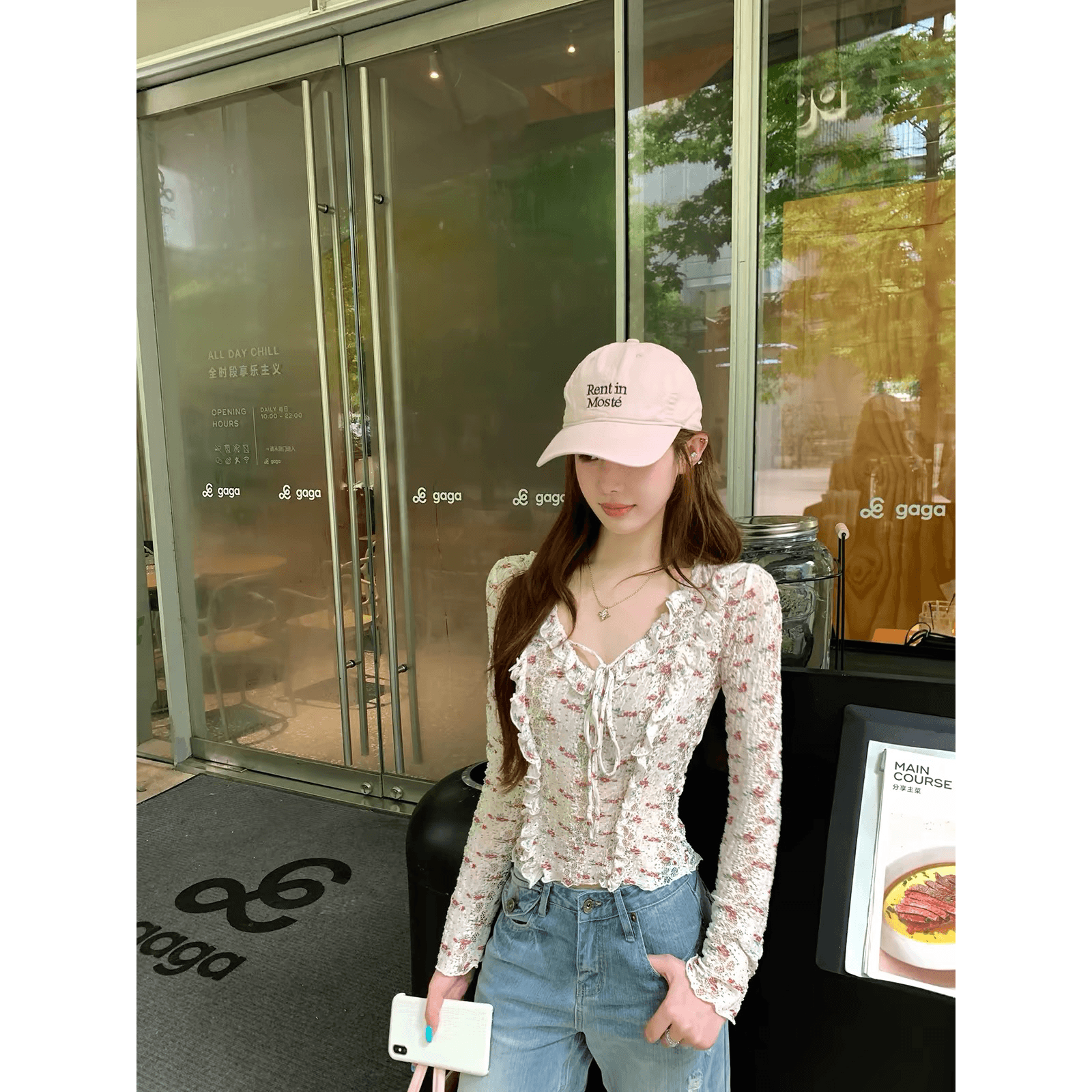 치우 고기 야오 전원 낭만주의 연꽃 잎 레이스 패치워크 홀로우 아웃 작은 셔츠 여성 가을 새로운 자외선 차단 허리 수축 맨위 이미지 5