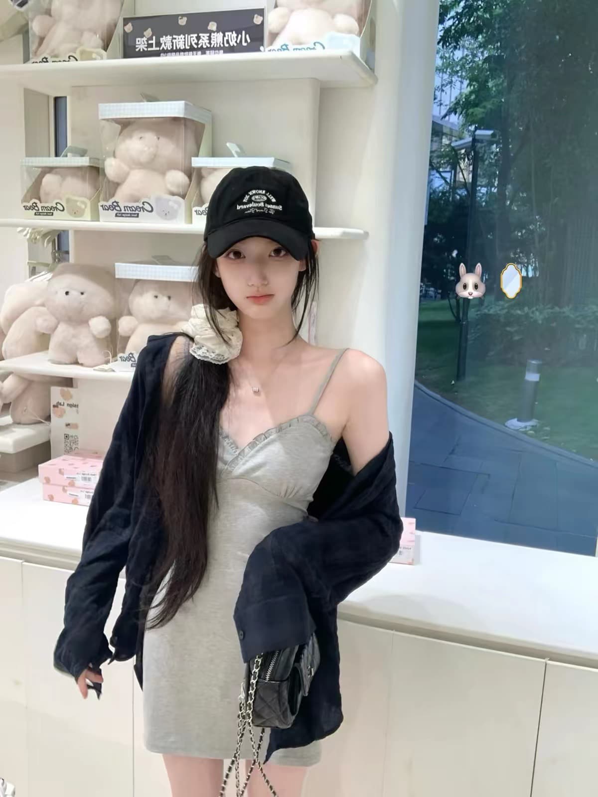 화이트 워터 여성 빛 산소 holiday 꽃 회색 V넥 레이스 슬립 여성 드레스 이른 가을 순수한 욕망 진자 미니 스커트 상세 이미지 3