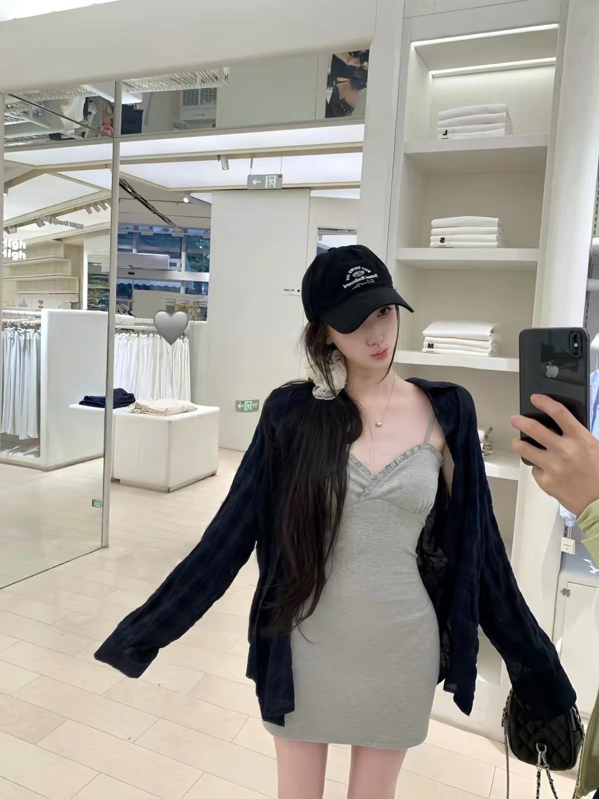 화이트 워터 여성 빛 산소 holiday 꽃 회색 V넥 레이스 슬립 여성 드레스 이른 가을 순수한 욕망 진자 미니 스커트 상세 이미지 5