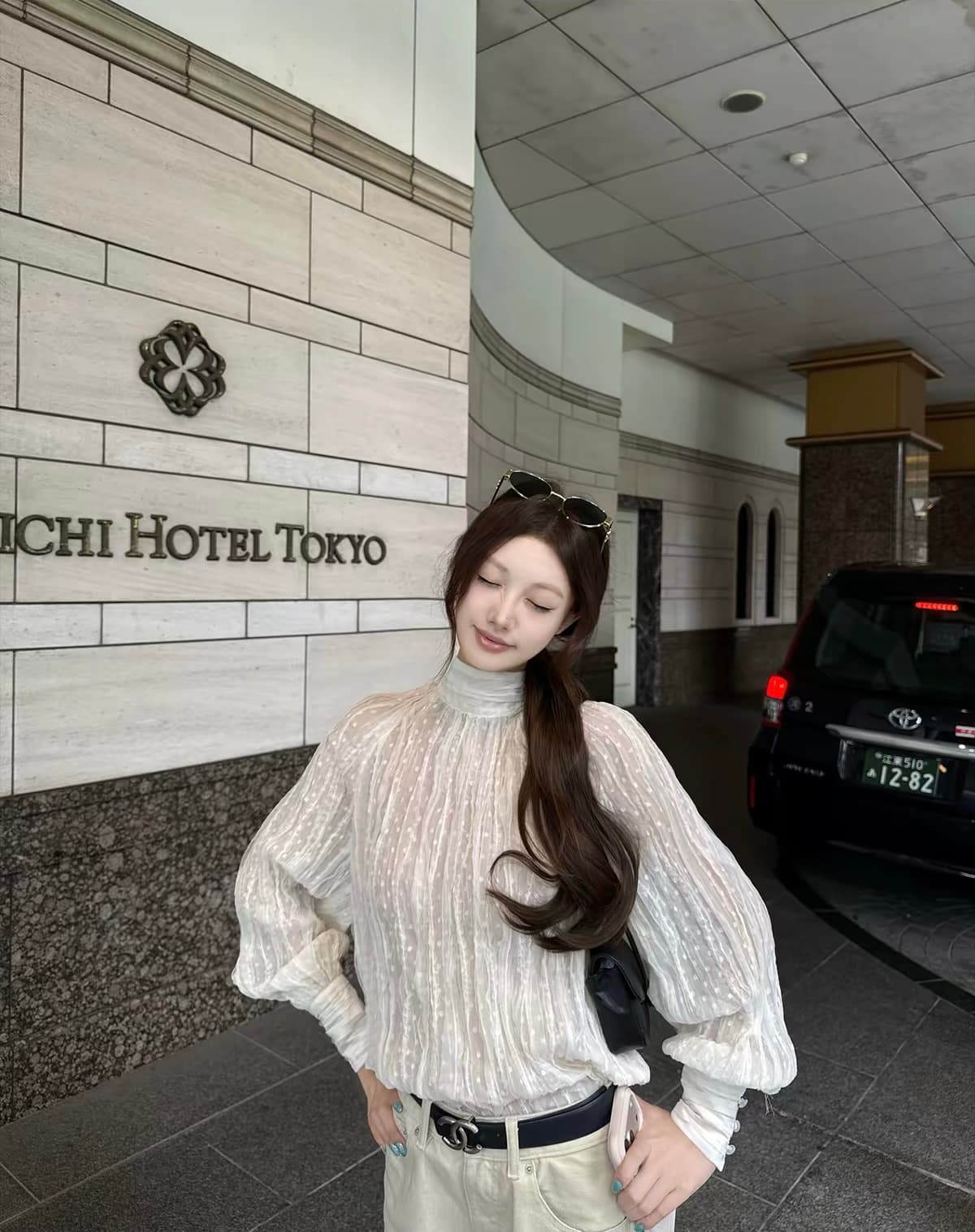 밤나무 코코아 bankelili 구름 실크 얇은 부드러운 셔츠 프랑스식 압력 주름 도트 무늬 리본 레이스 자카드 여성 셔츠 상세 이미지 1
