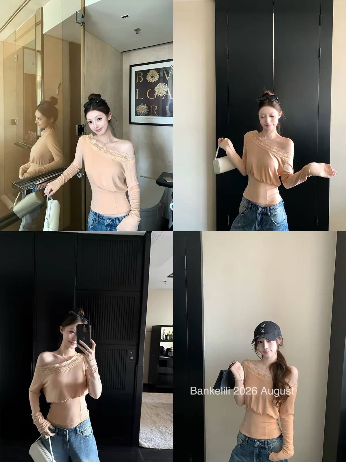 밤나무 코코아 bankelili 영어 지구 화이트 티 순수한 욕망 비스듬한 어깨 펌프 Pleat 허리 수축 레이스 조각 맨위 여성 상세 이미지 4