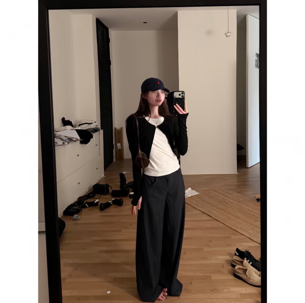 h3532 제인 알고 신제품 켜기 새로운 미니멀리즘 작은 대중 페이크 레이어드 맨위 다용도 클래식 배색 옷 여성 상세 이미지 3