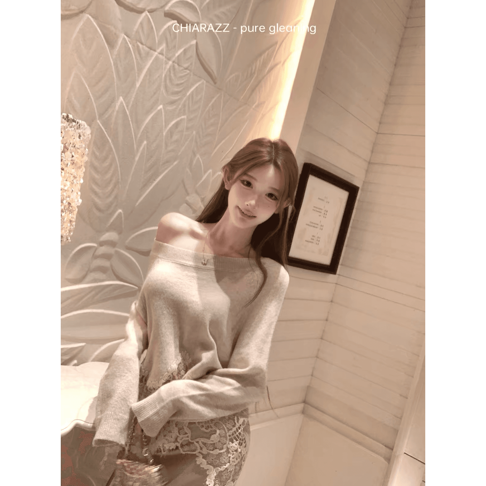 수영장 자오 짜오 chiarazz 빛 요리 한 중력 es 양모 모헤어 오트밀 색상 레이스 니트 스웨터 이미지 5