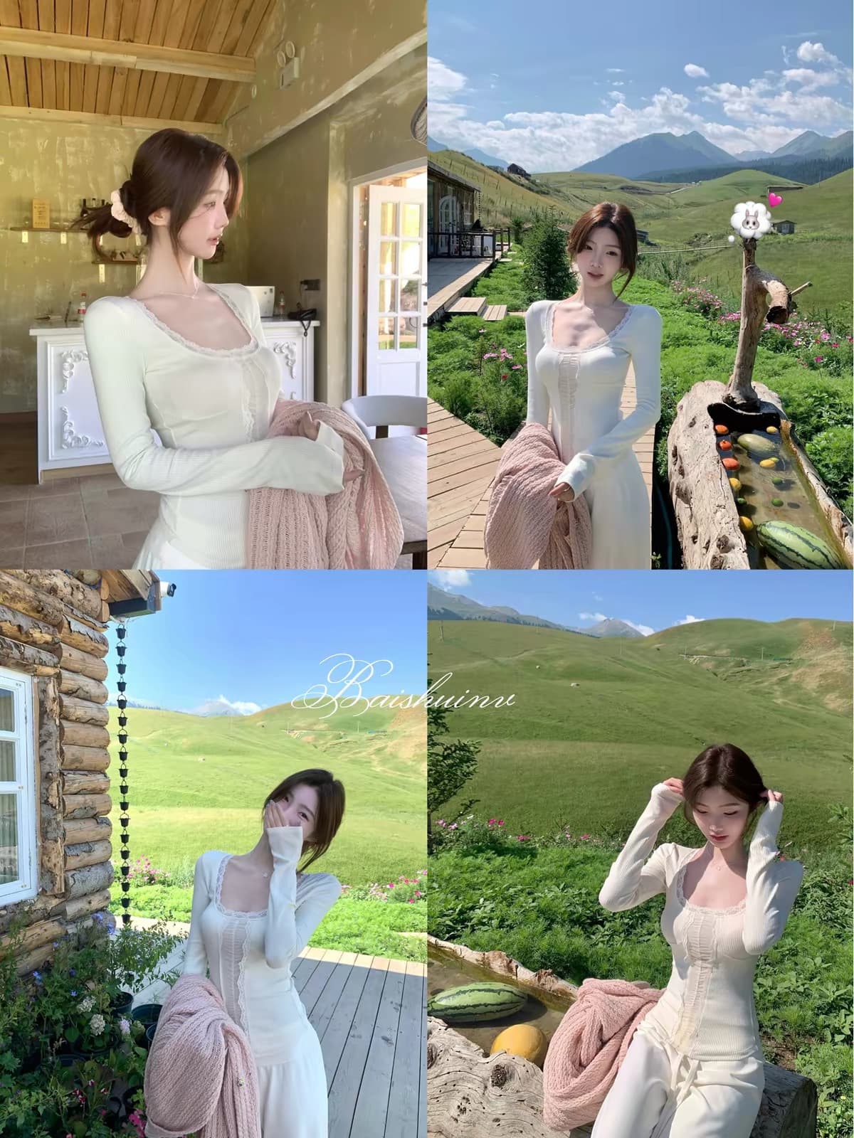 화이트 워터 여성 榛 과일 초콜릿 레이스 레이스 u 칼라 티셔츠 여성 이른 가을 한 부서 디자인 센스 순수한 욕망 섹시함 맨위 상세 이미지 6