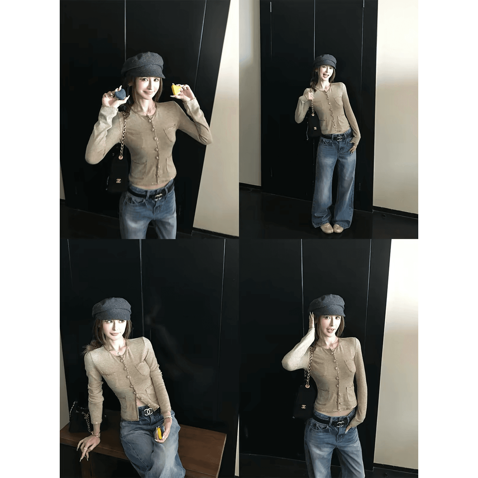 skk store paris 높음 세트 패션 위크 260g 레트로 천 골드 샤오시엔 재킷 절묘한 분장 ~ 중 느슨함 이미지 5