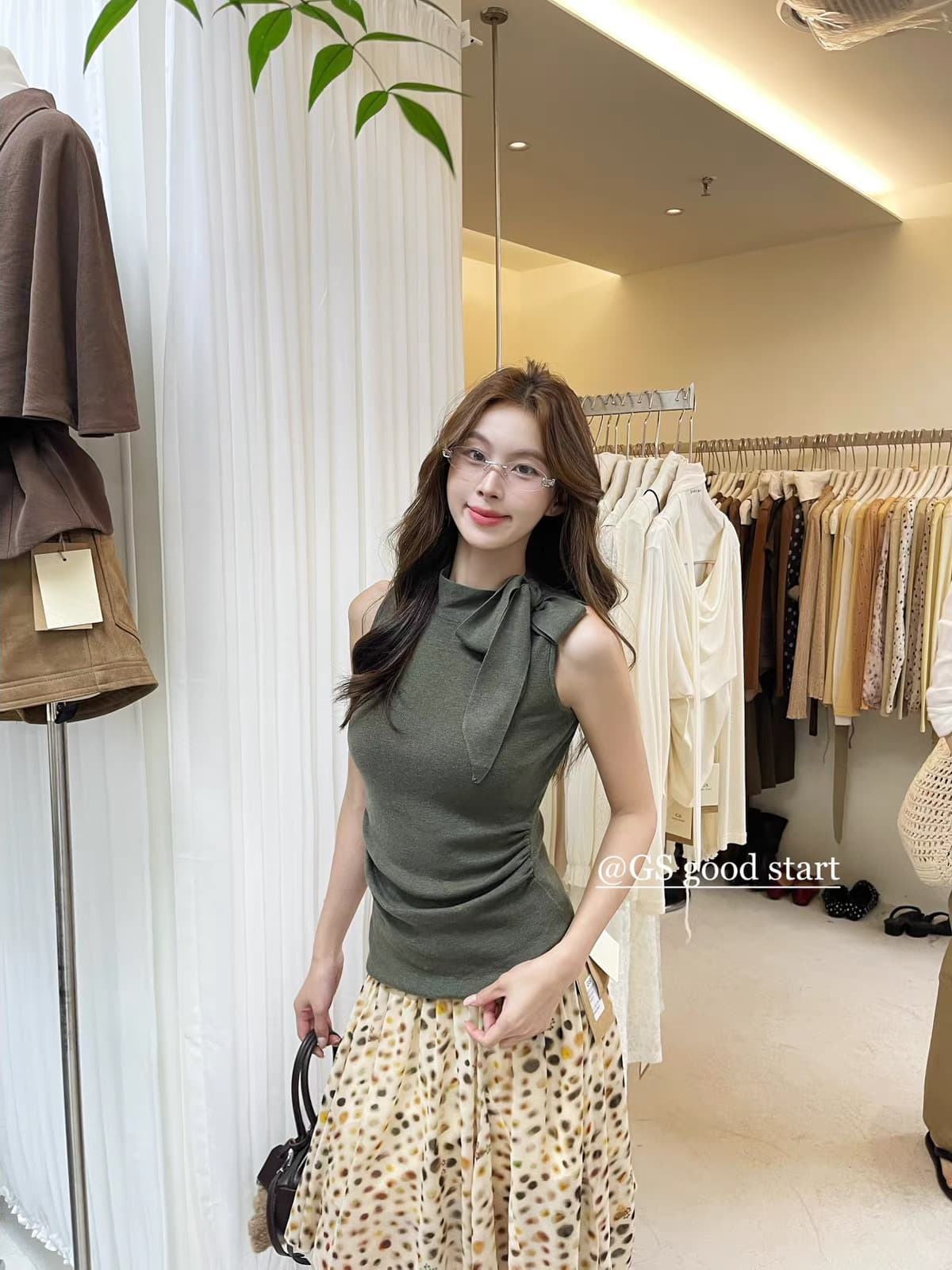 gs.good start 프랑스식 부드러운 순수한 욕망 레이스업 몸매 가꾸기 니트 작은 셔츠 여성 가을 캐주얼 슬림해 보이는 맨위 상세 이미지 5