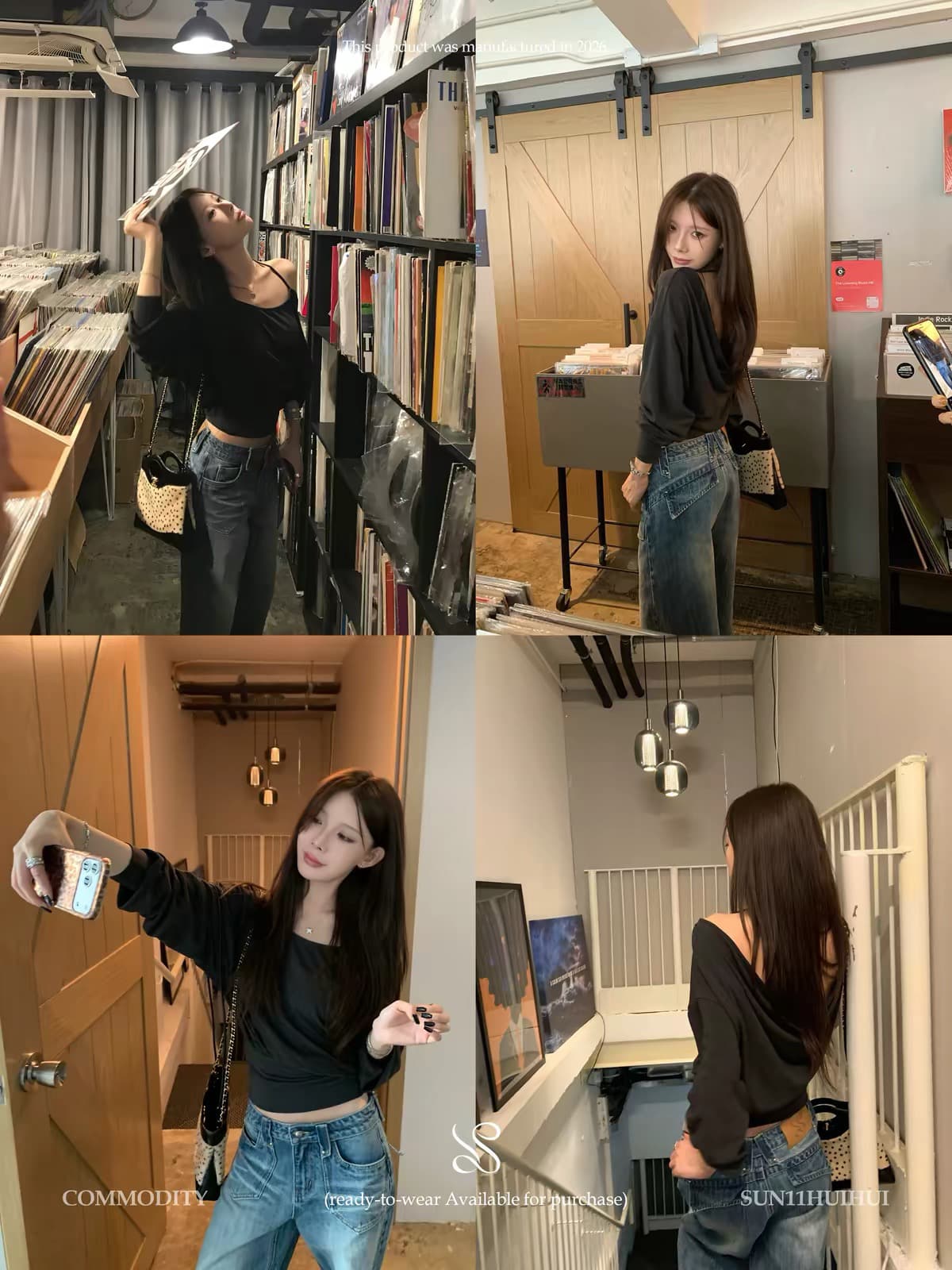 sun11 하나 의류 기타 착용 얕은 살구 색상 흔들다 칼라 허리 수축 긴팔 티셔츠 여성 가을 느슨함 센스 슬림해 보이는 다용도 맨위 상세 이미지 2