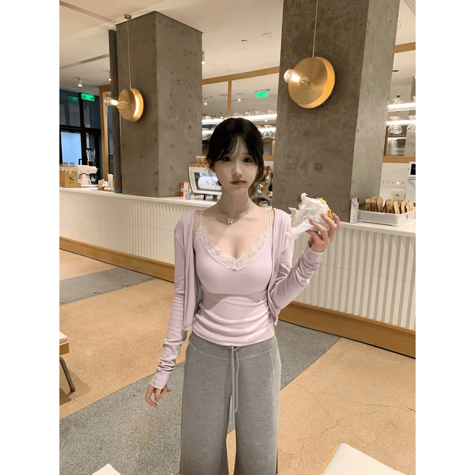 간판 레이스 그룹 진짜 착용 top 라이 경기 서울 포함 가슴 패드 슬립 오픈 가디건 한 부서 이미지 5